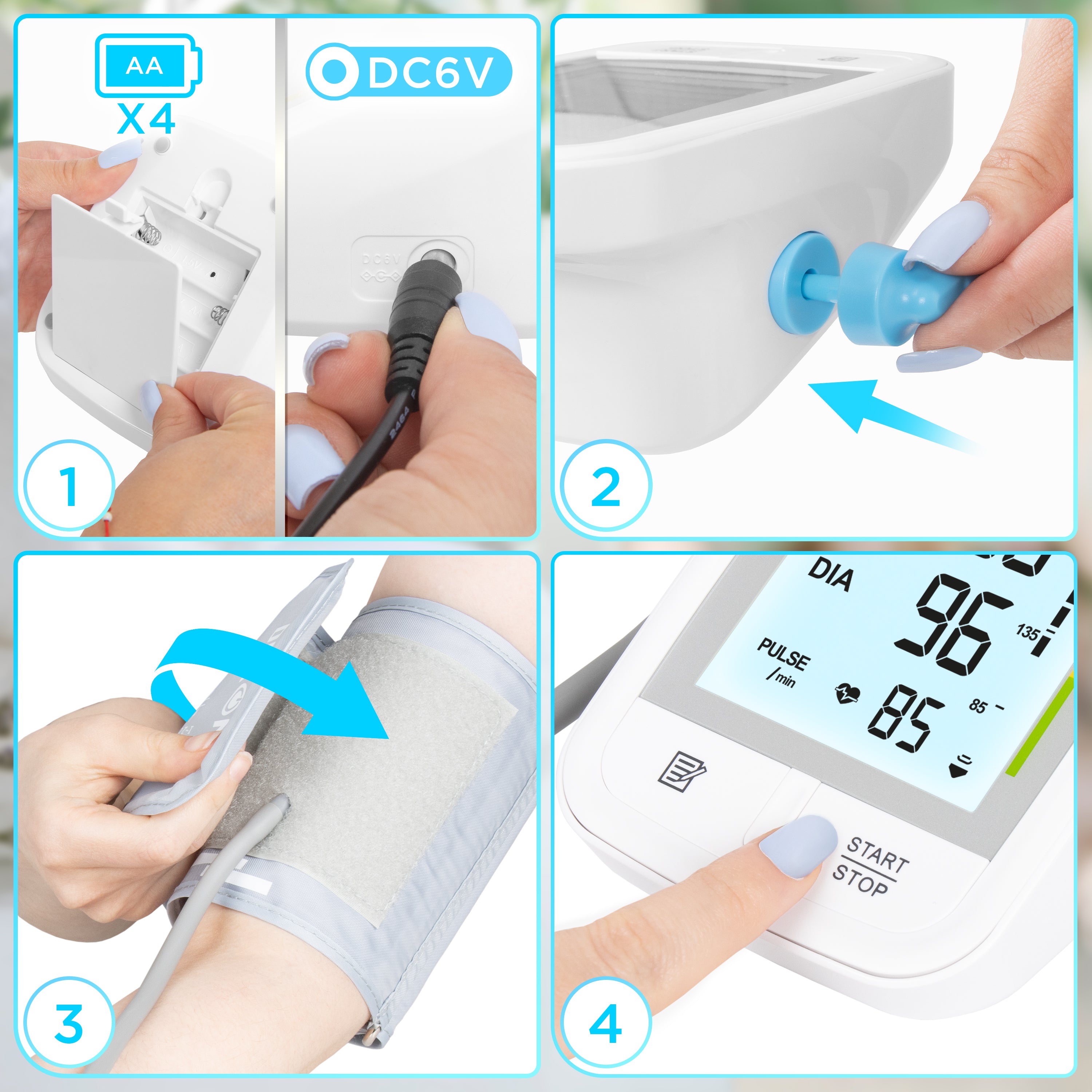 Duronic BPM95 Blutdruckmessgerät, Blutdruck messen für Bluthochdruck, Messgerät mit großem Display, Oberarm Blutdruckmessgerät mit Manschette