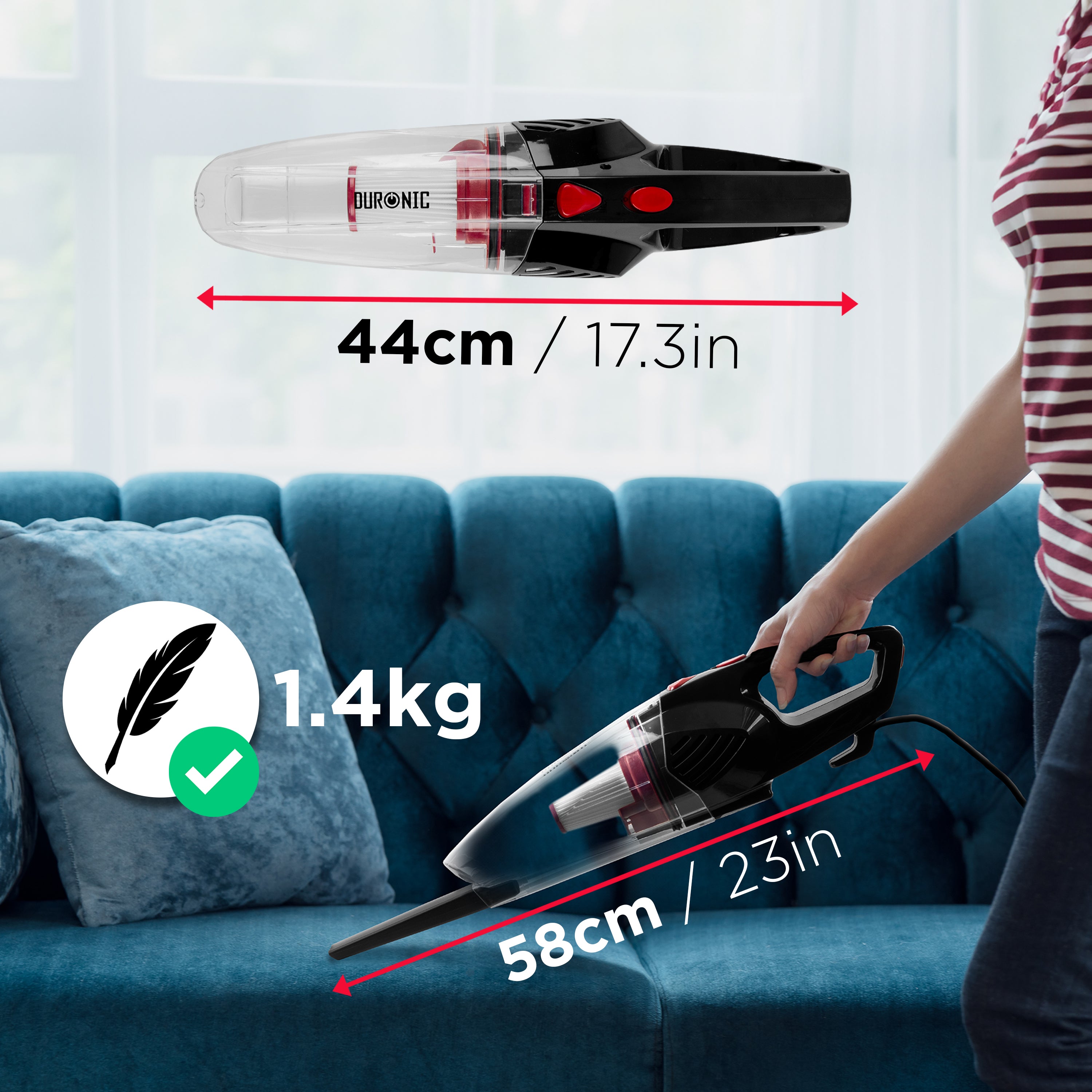 Perfekt für diejenigen, die sehr starke Sauger nicht benutzen können. Das leichte Design des VC8 macht ihn zur idealen Wahl für Benutzer, die keinen schweren Staubsauger durch das Haus schleppen möchten.