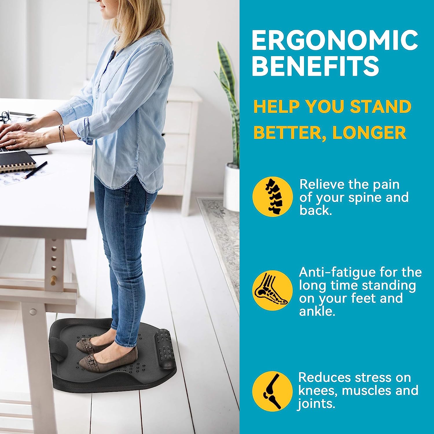 Duronic FT01 Anti-Ermüdungsmatte, Fußmatte für Fußmassage, Bodenmatte gegen Müdigkeit, Arbeitsplatzmatte, Massage und Akupunkturmatte, Steharbeitsplatz, für Büro, home , Küche, Werkstatt, Hausarbeiten