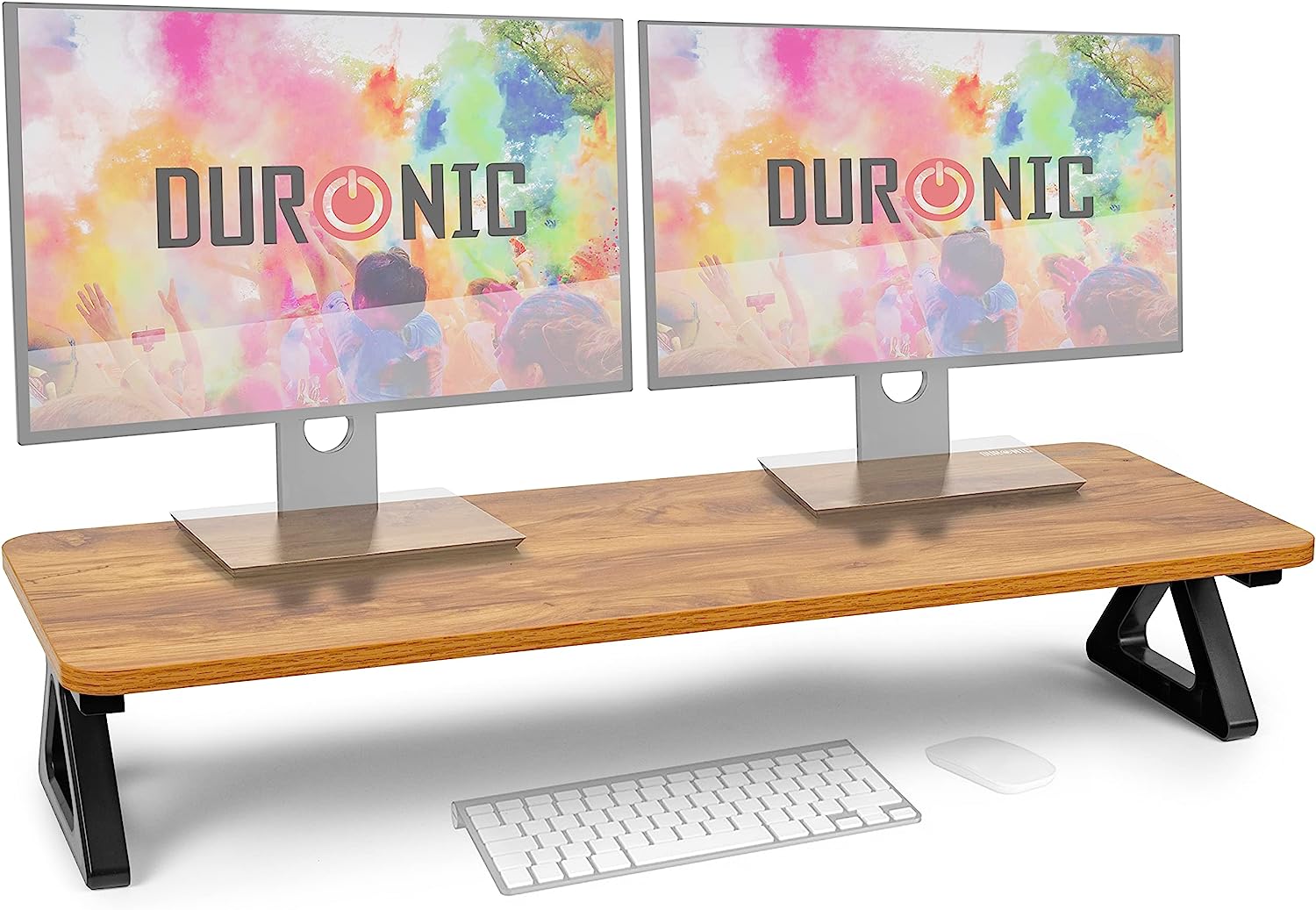 Duronic DM06-2 AW Monitorständer | 82 x 30 cm Fläche | Bis 10kg | 16cm Höhe | Ergonomischer Bildschirmständer Schreibtisch | Schreibtischaufsatz Monitor und Laptop | Bildschirmerhöhung LCD LED OLED TV