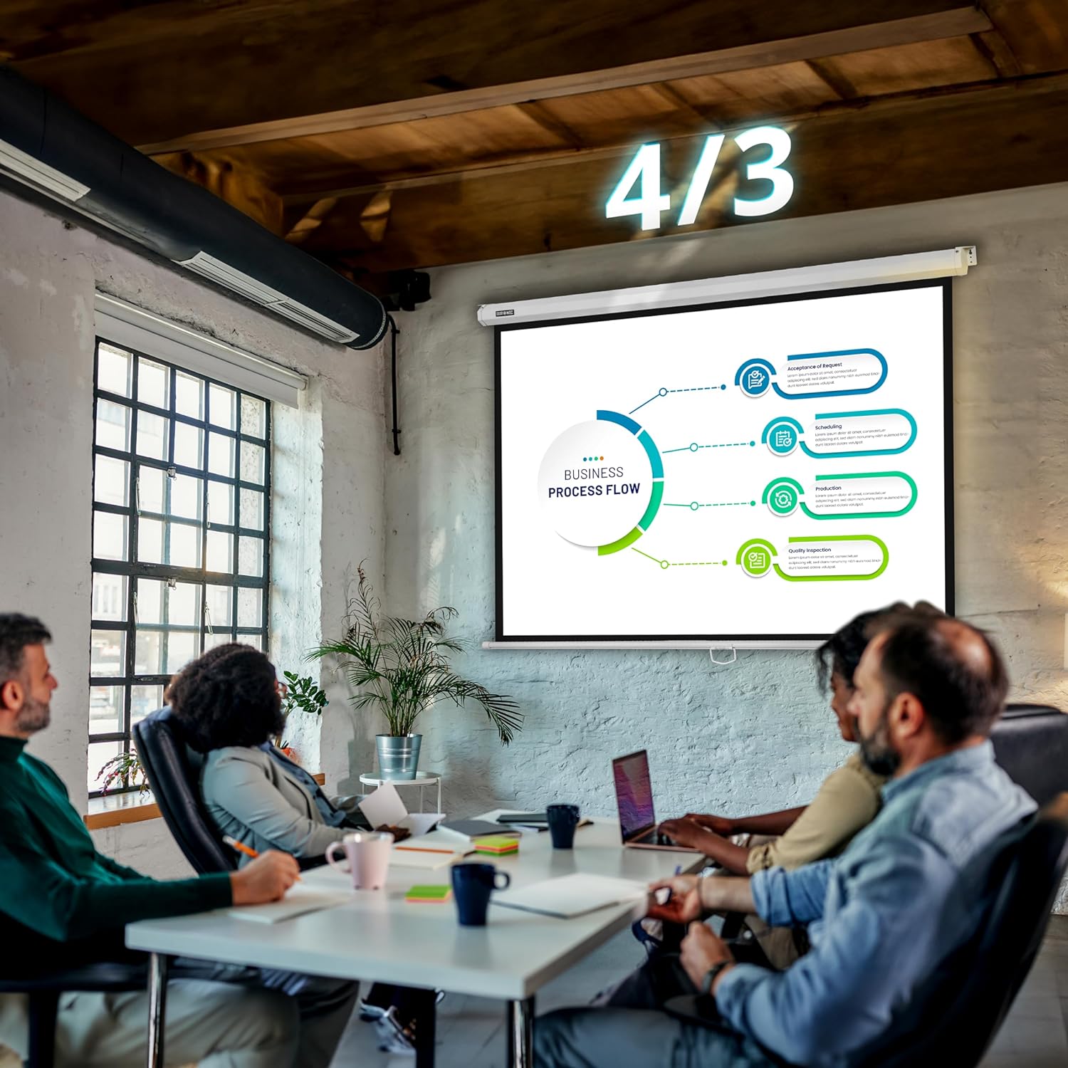 Duronic MPS80 16:9 WE Beamer Leinwand | 80 Zoll Projektor Leinwand | 16:9 Heimkino | Gain +1 Rolloleinwand für Wand- oder Deckenmontage | 4K UHD, 3D, Full HD 1080p | Kompakte Projektionsleinwand Weiß