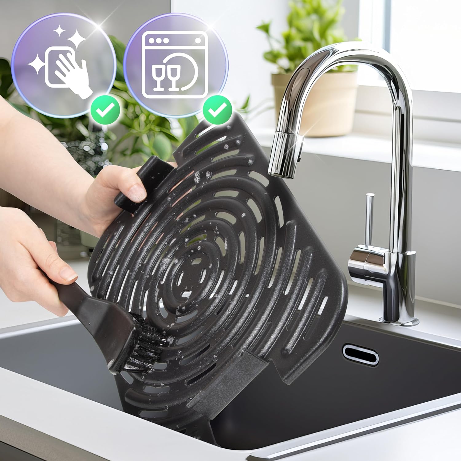 Duronic FG19 Air Fryer Grill, Heißluftfritteuse für Süßkartoffel-Pommes, Mini Backofen Heißluftfriteuse mit 3 Backleche, 2 Personen HLF Friteuse für beste Rezepte, Fritteuse zum Brot backen