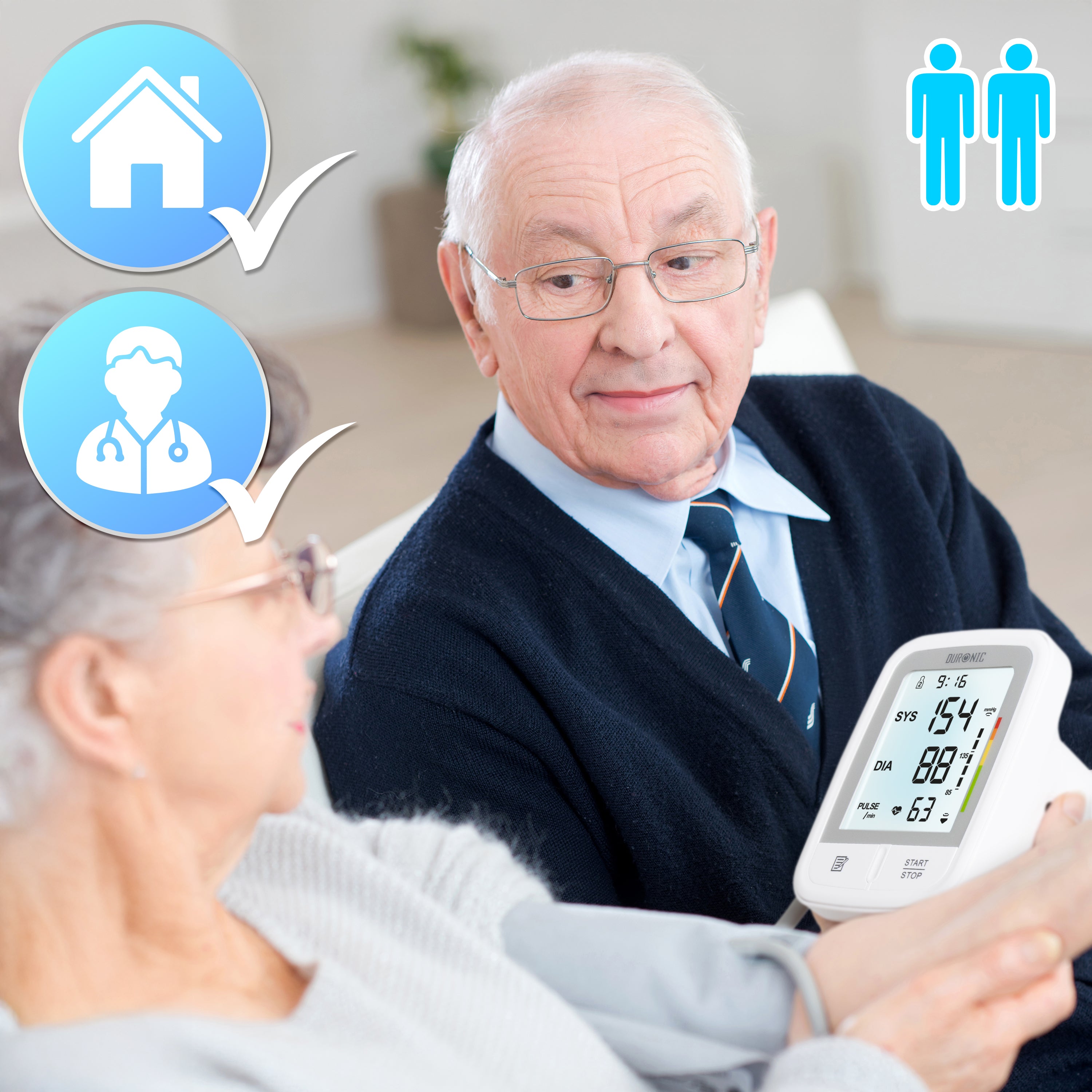 Duronic BPM95 Blutdruckmessgerät, Blutdruck messen für Bluthochdruck, Messgerät mit großem Display, Oberarm Blutdruckmessgerät mit Manschette