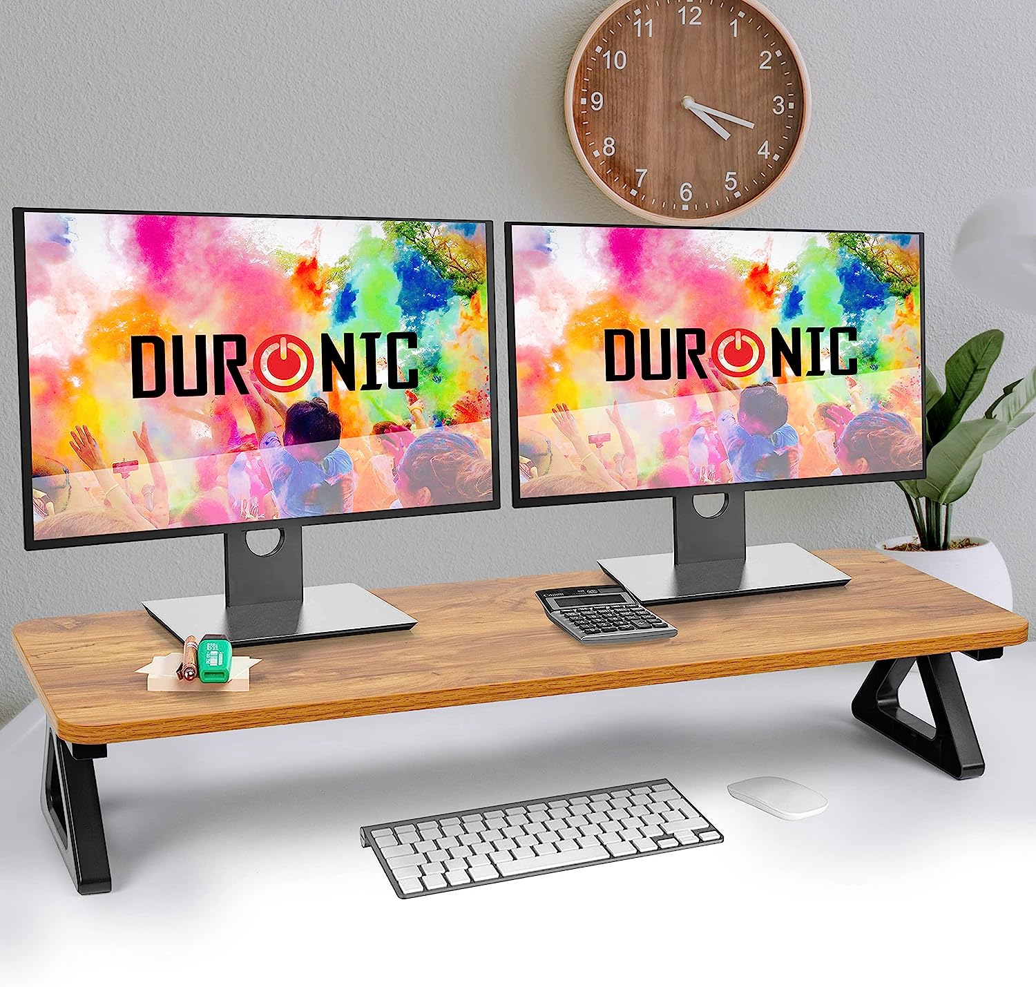 Duronic DM06-2 AW Monitorständer | 82 x 30 cm Fläche | Bis 10kg | 16cm Höhe | Ergonomischer Bildschirmständer Schreibtisch | Schreibtischaufsatz Monitor und Laptop | Bildschirmerhöhung LCD LED OLED TV