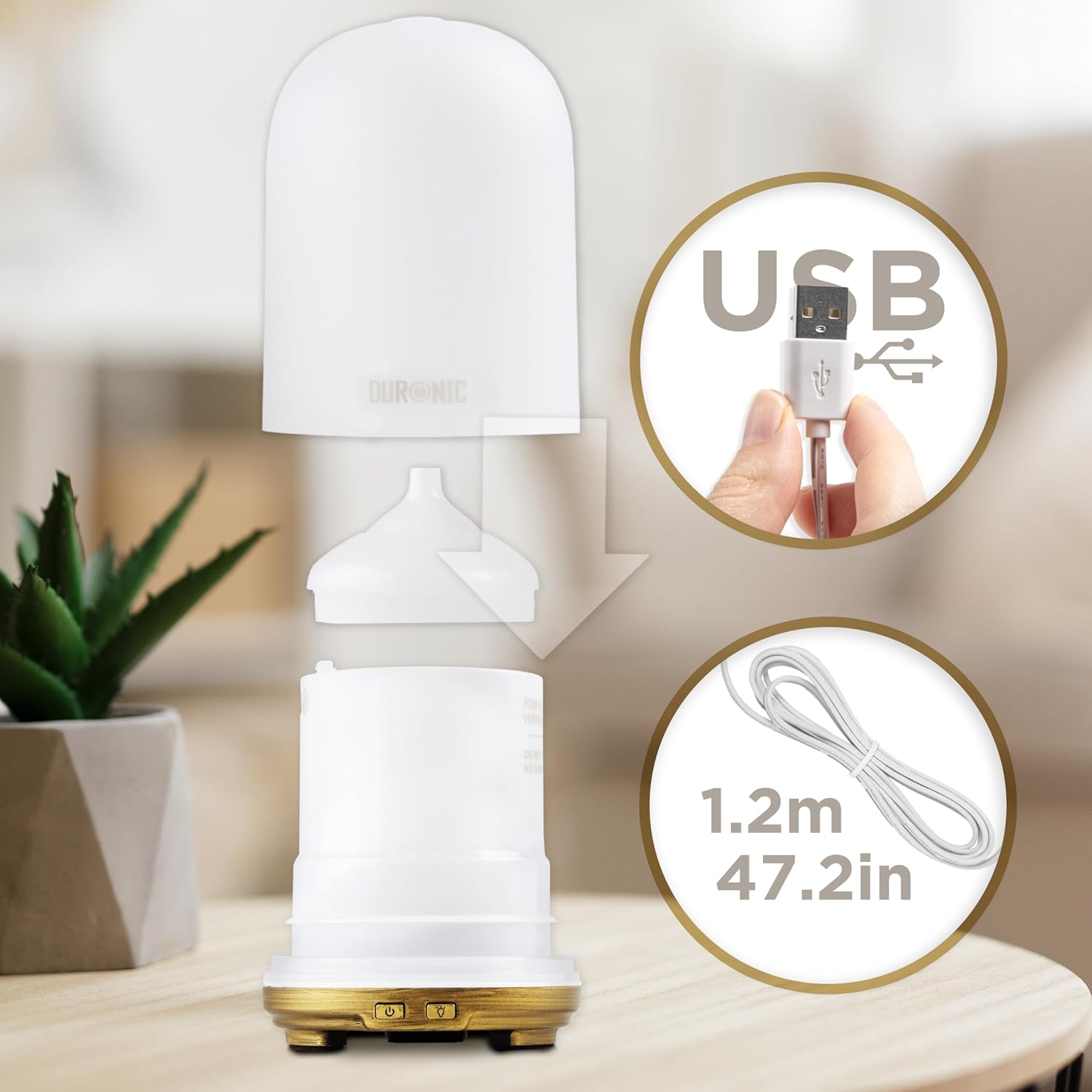 Duronic AD11 Aroma Diffuser USB Anschluss Aufbau