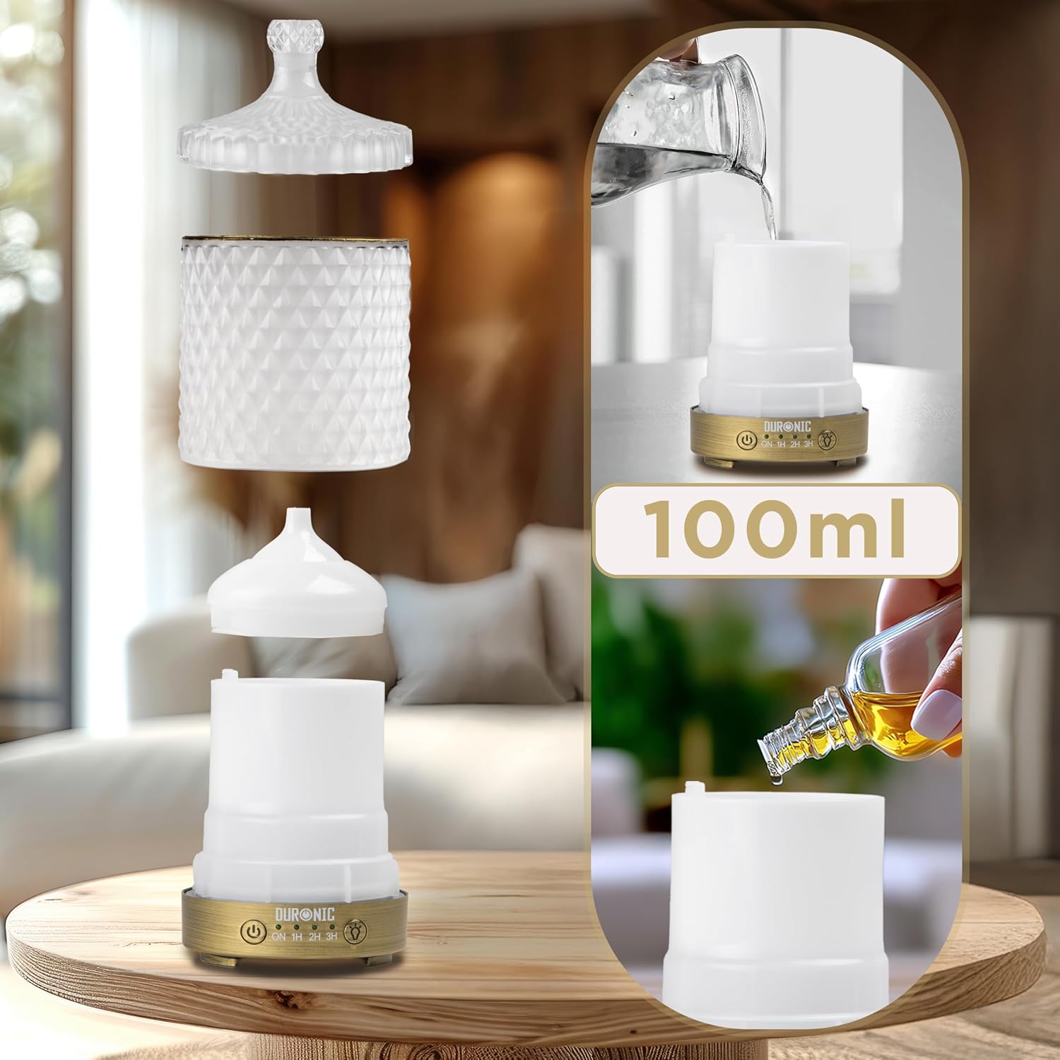 Duronic AD31 Aroma Diffuser Timer Wassertank Kapazität ätherische Öle Benutzung