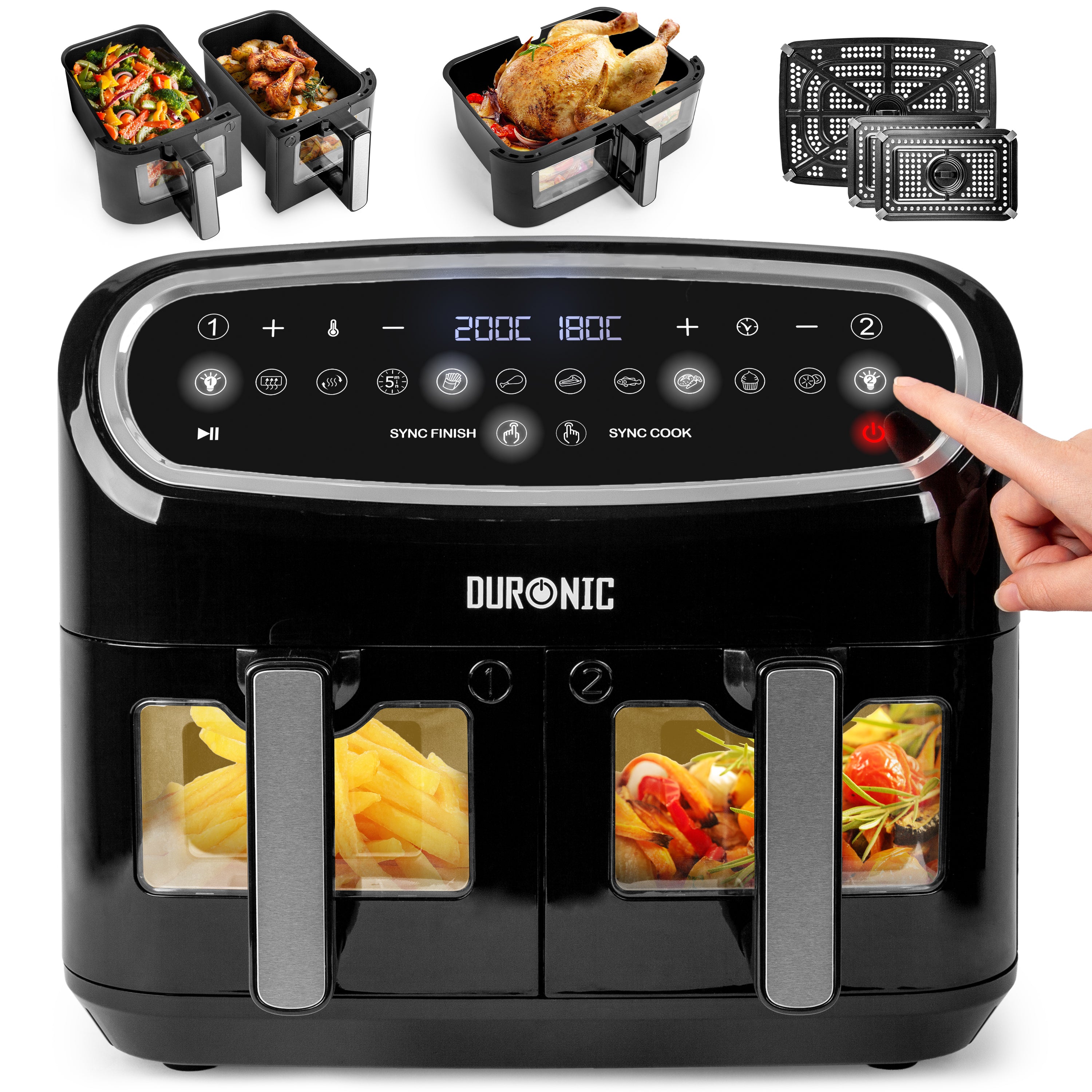 Duronic AF34 BK Heißluftfritteuse Frontansicht