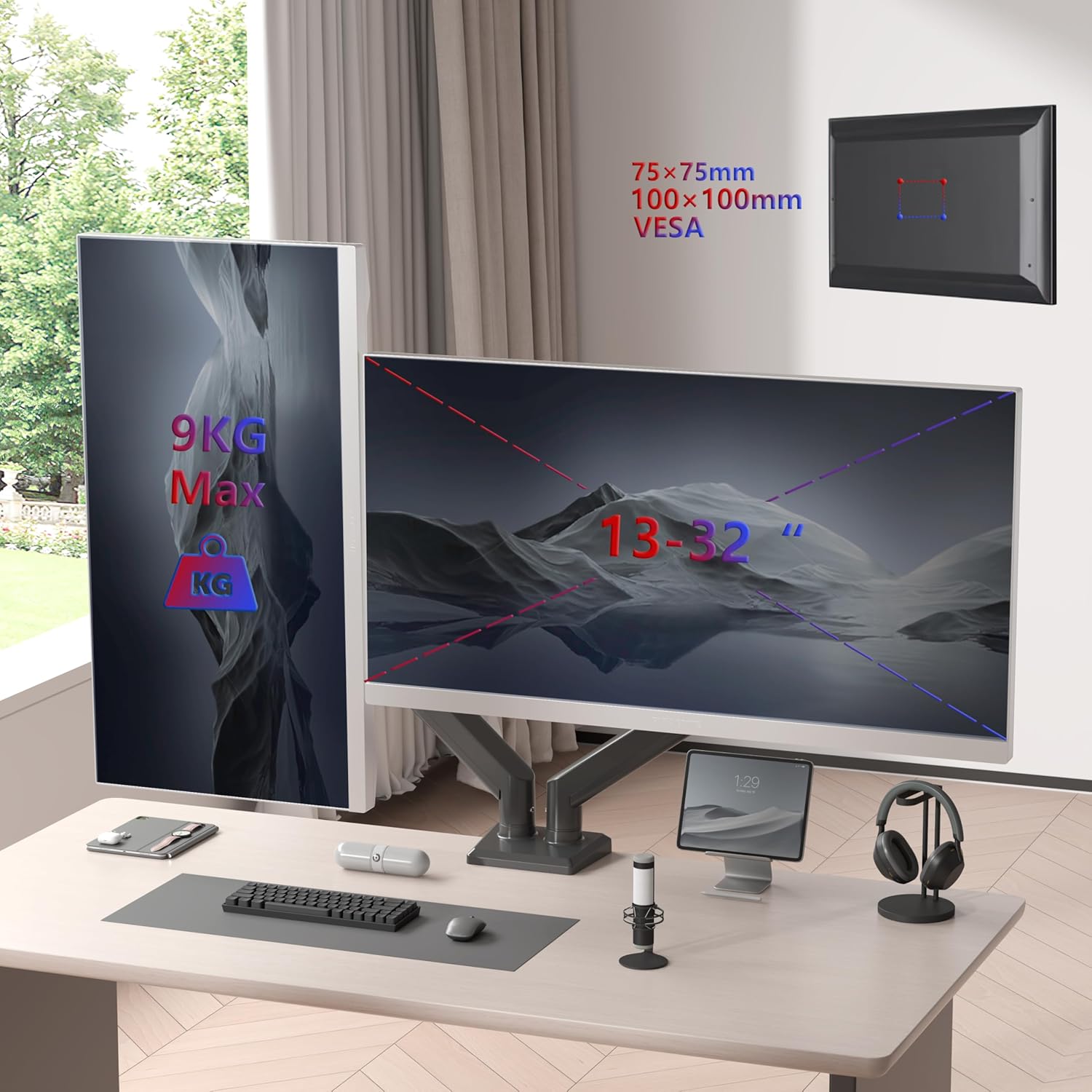 Duronic DM6A2 Monitorarm Monitorhalterung VESA Befestigung Kapazität Monitorgröße