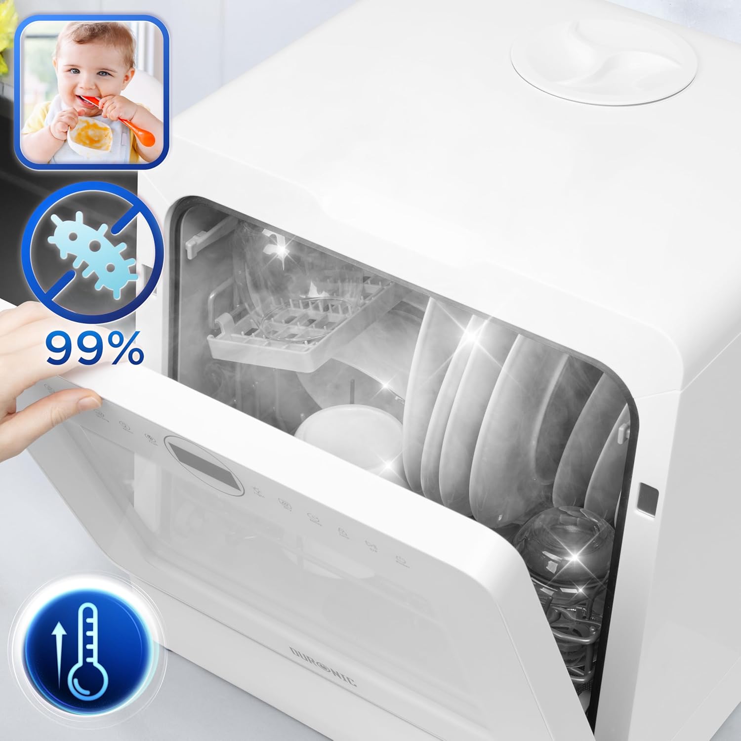 Duronic DW5 WE Tischgeschirrspüler Temperatur antibakteriell Babybesteck