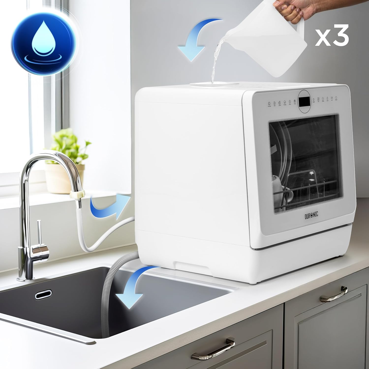 Duronic DW5 WE Tischgeschirrspüler Wasserkreislauf Wasseranschluss Wasserzulauf Wasserablauf Wassertank