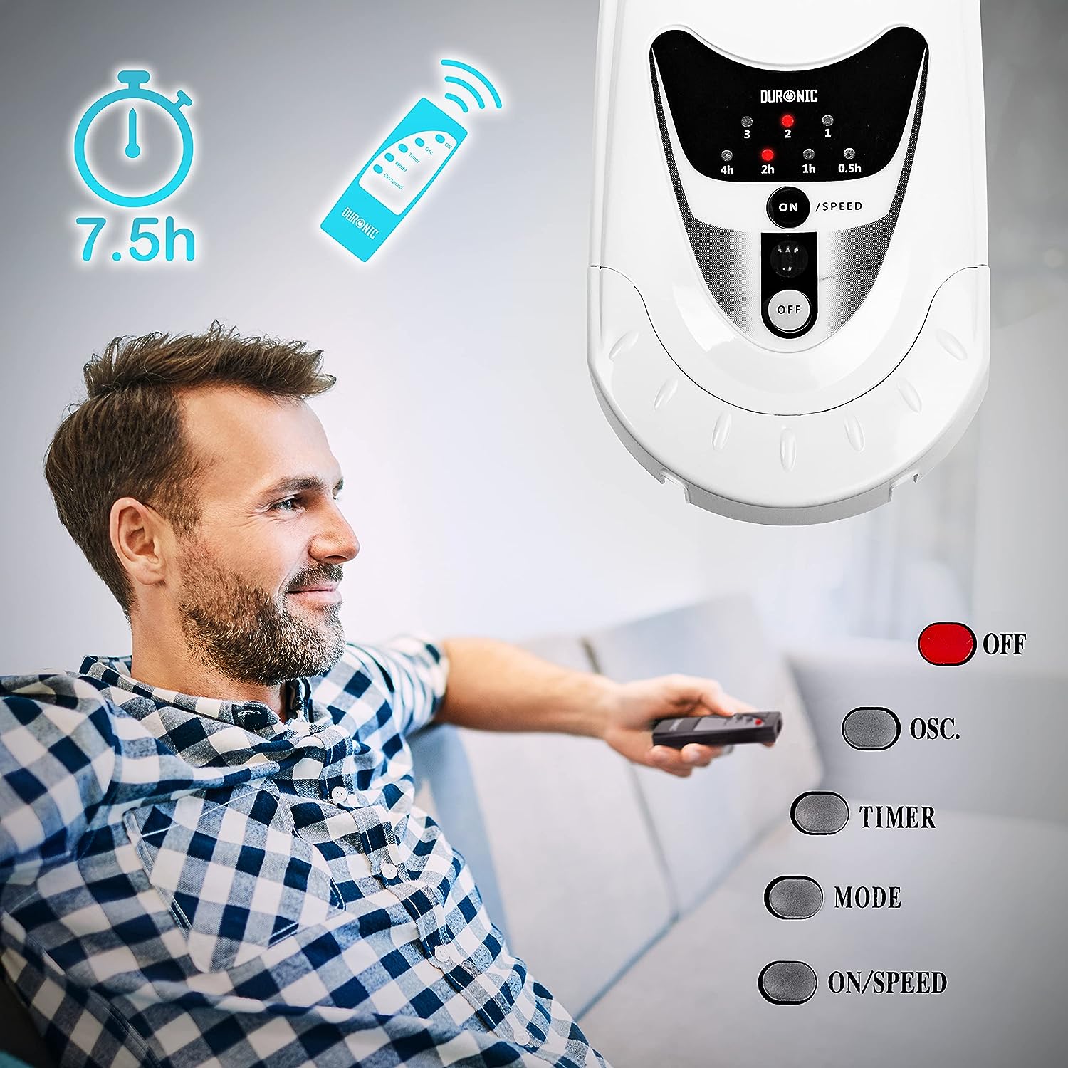 Duronic FN55 WE Wandventilator Fernbedienung Timer