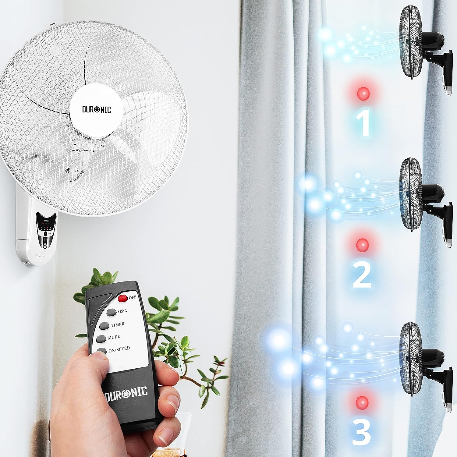 Duronic FN55 WE Wandventilator Geschwindigkeitsstufen