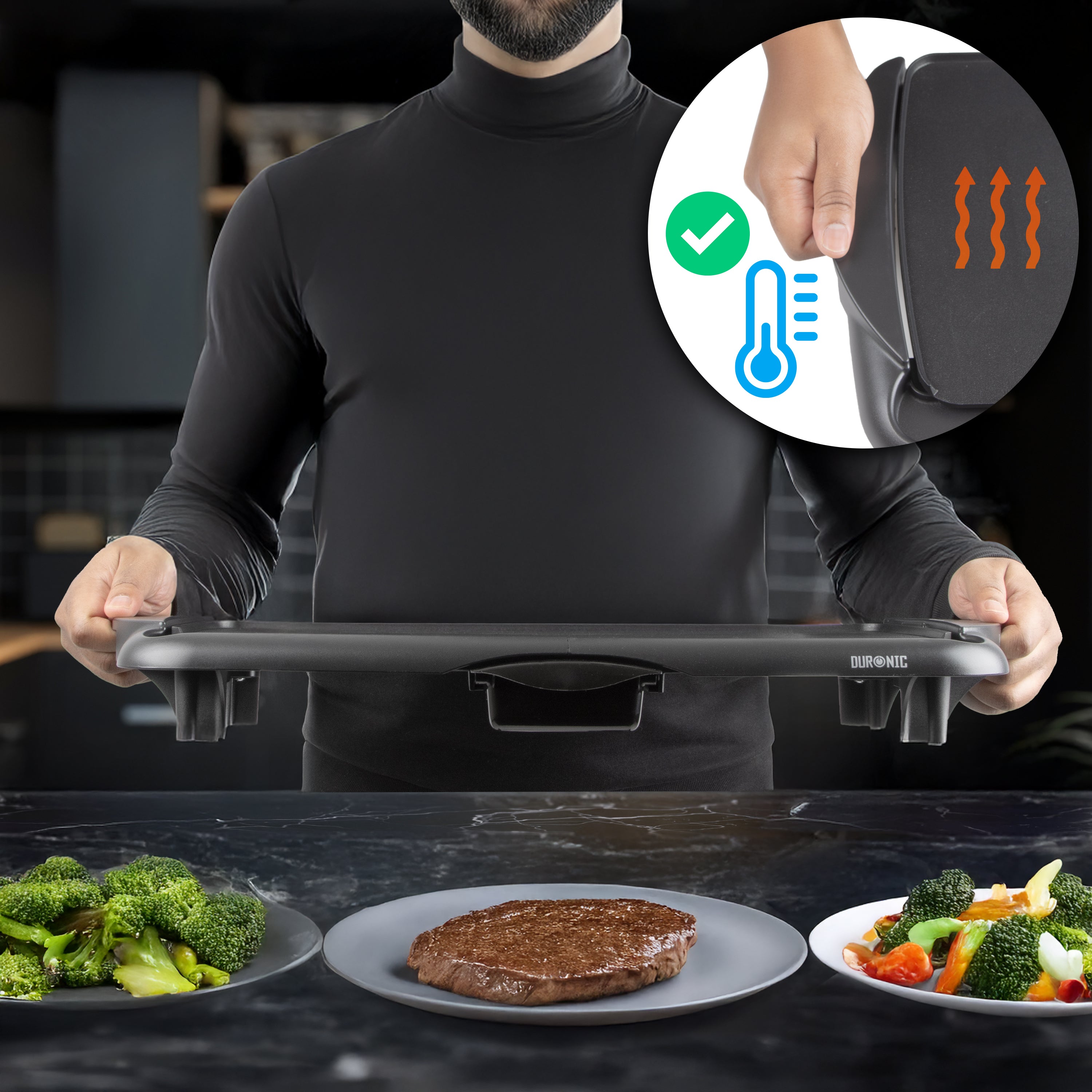 Duronic GP20 Teppanyaki Tischgrill Tragegriffe Cool Touch