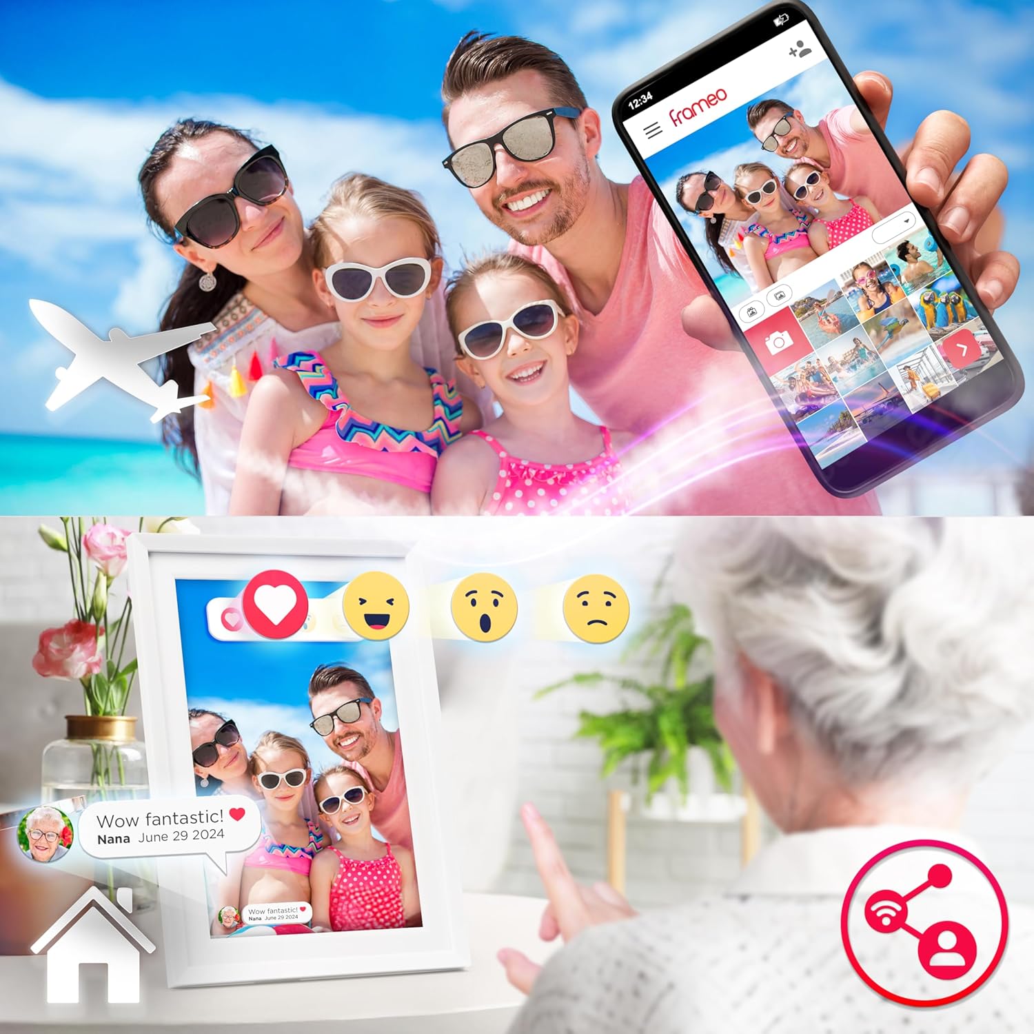 Duronic PF2A WE digitaler Bilderrahmen Urlaubsfotos in Echtzeit auf das Gerät senden