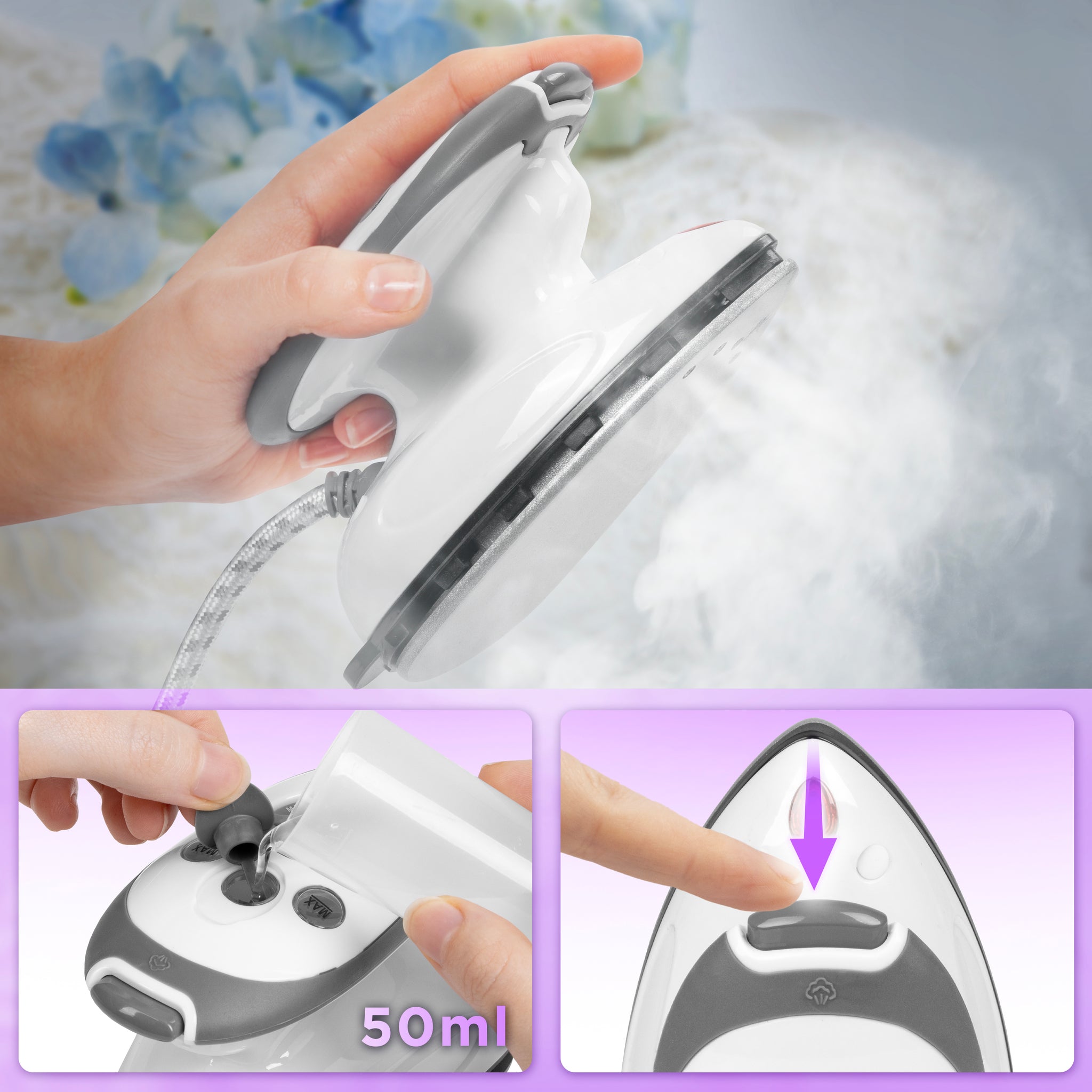 Duronic SI2 WE Reisebügeleisen Dampffunktion 50ml Wassertank