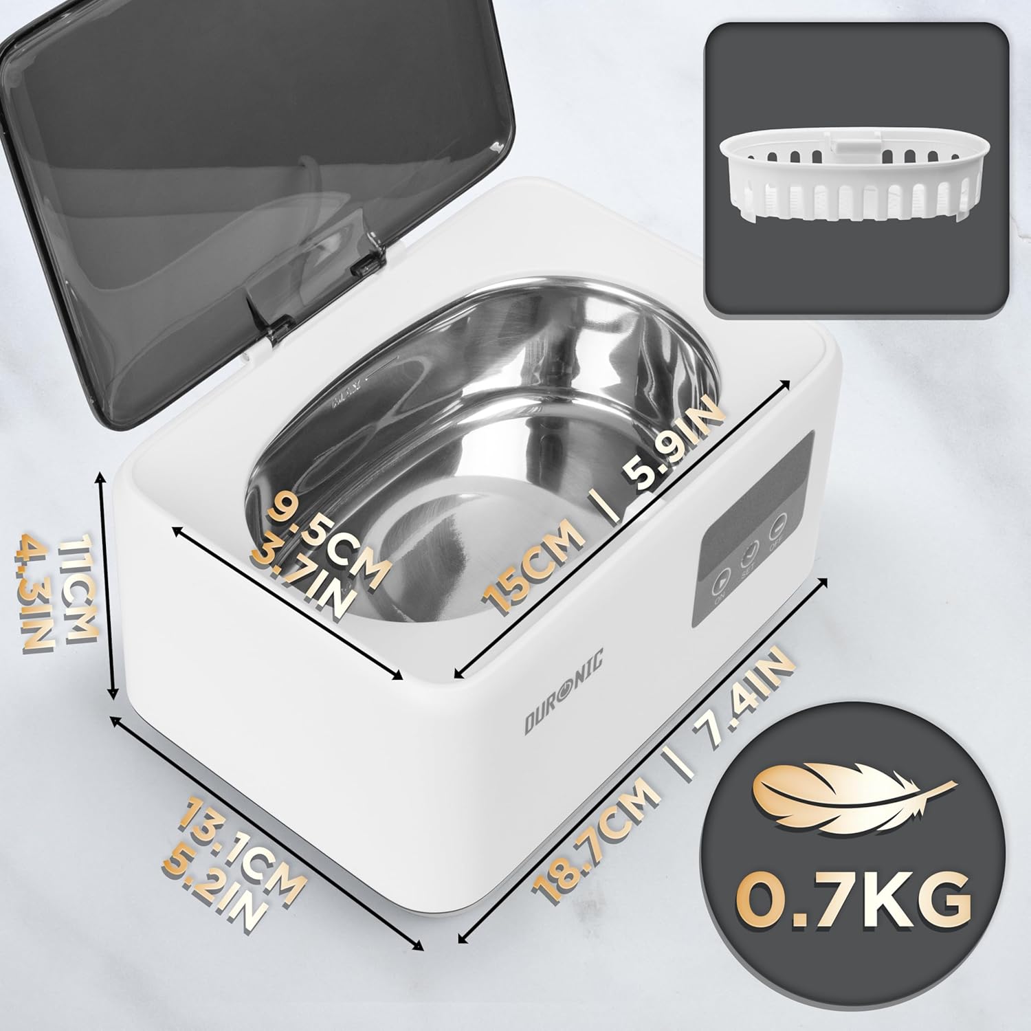 Duronic UC60 Ultraschallreinigungsgerät Maße Gewicht Zubehör