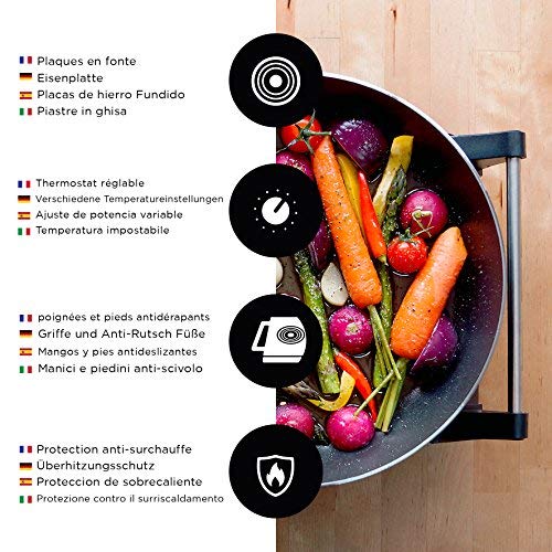 Duronic HP1 SS Kochplatte | elektrische Einzelkochplatte | Herdplatte | Kochfeld aus Edelstahl | rostfreier Stahl | stufenlos einstellbare Temperatur | Tragegriffe | 1500 Watt | Camping