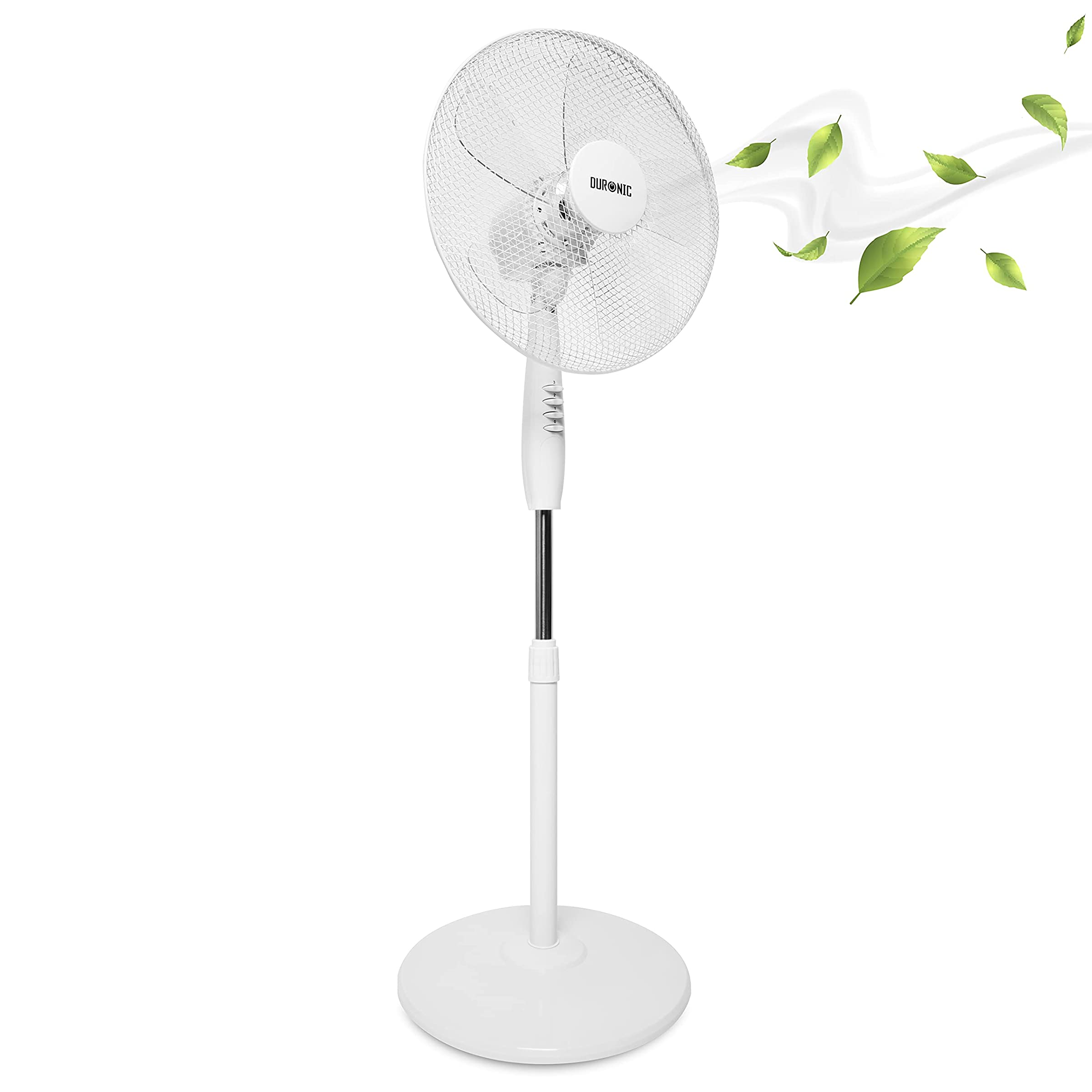 Duronic FN30 Standventilator | Ventilator höhenverstellbar bis 128cm | Hoher Luftdurchsatz und leise | Durchmesser 43cm | 3 Geschwindigkeitsstufen | Oszillierend | Mobiler Standlüfter | Lüfter mit 60W