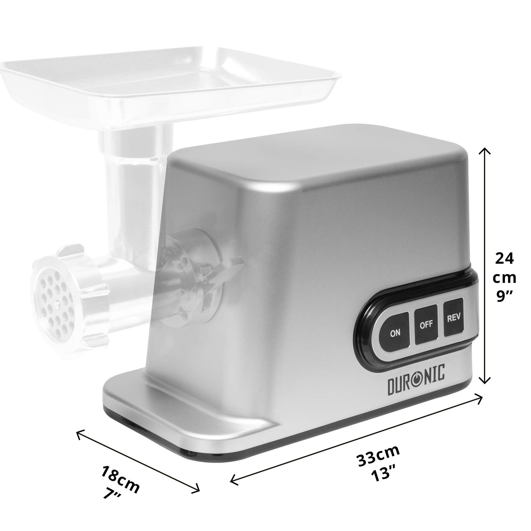 Duronic MG301 Fleischwolf 1200W Edelstahl Fleischwolf, Zubehör für Hackfleisch, Wurst, Kibbe, Ideal zum Herstellen von Fleisch- oder Gemüsegerichten (vegane Burger)