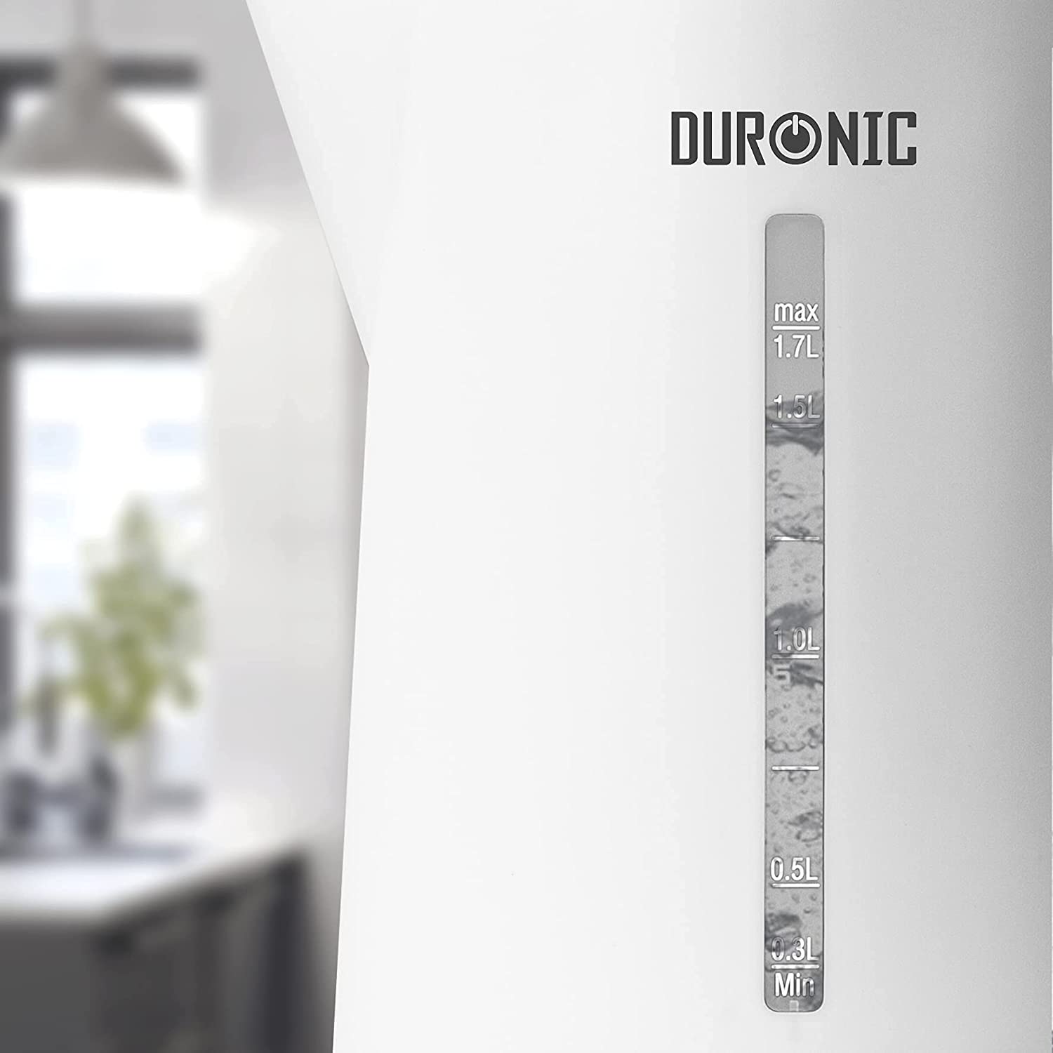 Duronic EK17 WE Wasserkocher | 1,7l Fassungsvermögen | 2200 Watt | Schnellkochend | Basis mit kabellosem Wasserkocher | Automatische Abschaltung | Zeitgemäßes Design | Weiß