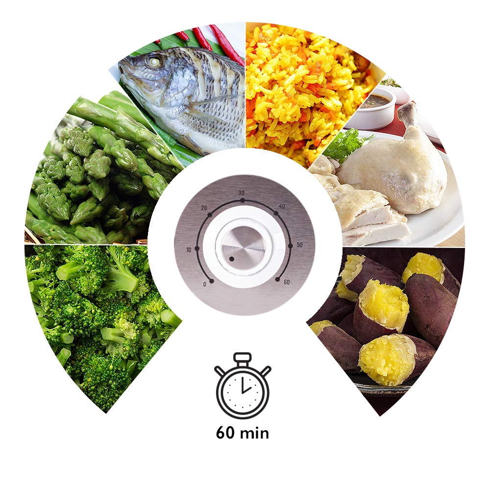 Duronic FS87 Dampfgarer 870 W | 3 Dampfgarbehälter BPA-frei | 10,6 L Kapazität | Timer und automatische Abschaltung | Wasserstandsanzeige | Reisschale | Ideal für Gemüse, Baozi und mehr ohne Fett