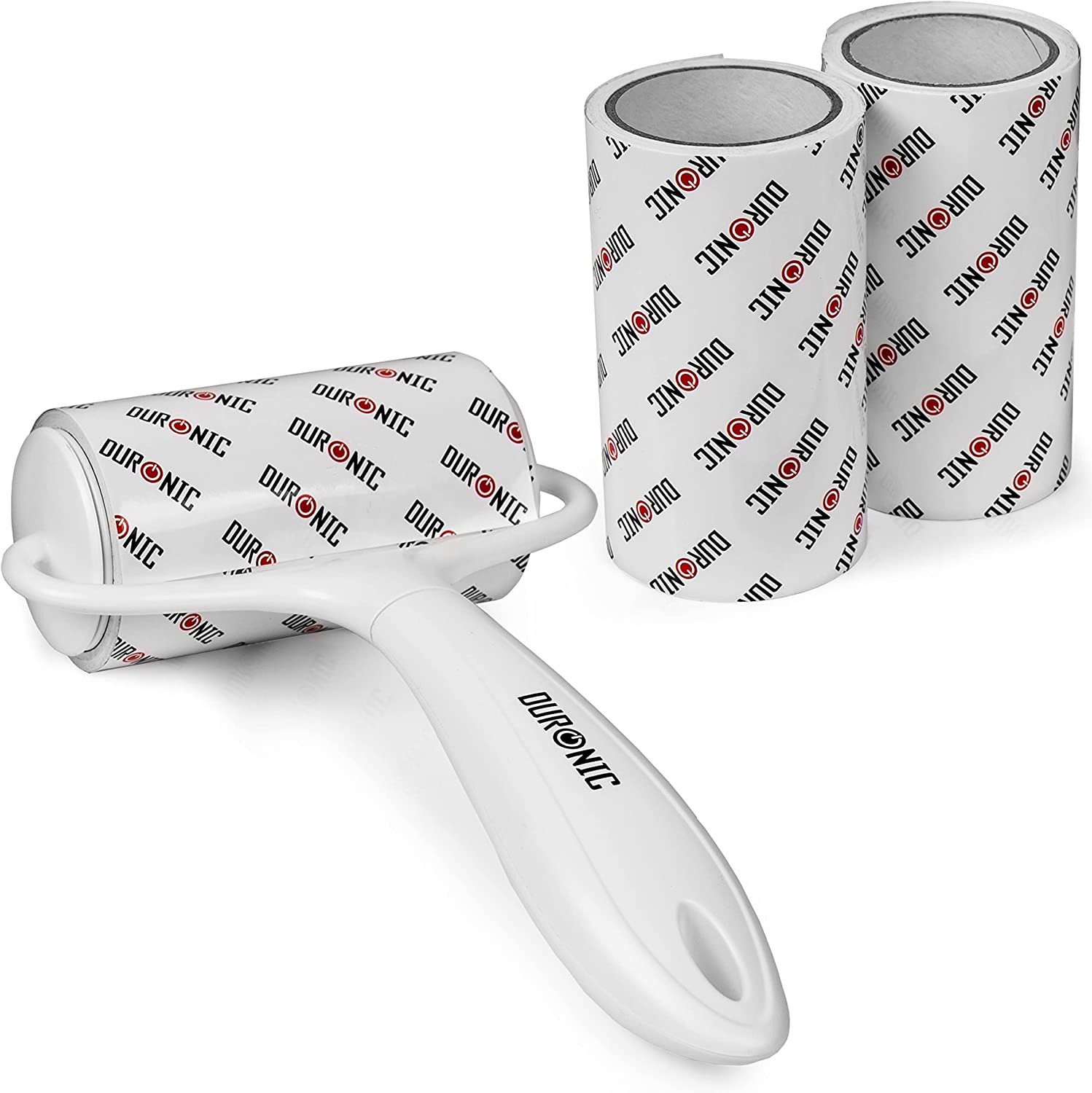 Duronic ROLL1X2 Fusselrolle | Tragbarer Fusselentferner | Kleiderrolle gegen Tierhaare | Mit ergonomischem Griff | Inkl. 2 Kleberollen | Für Polstermöbel, Wäsche und Fellpflege geeignet