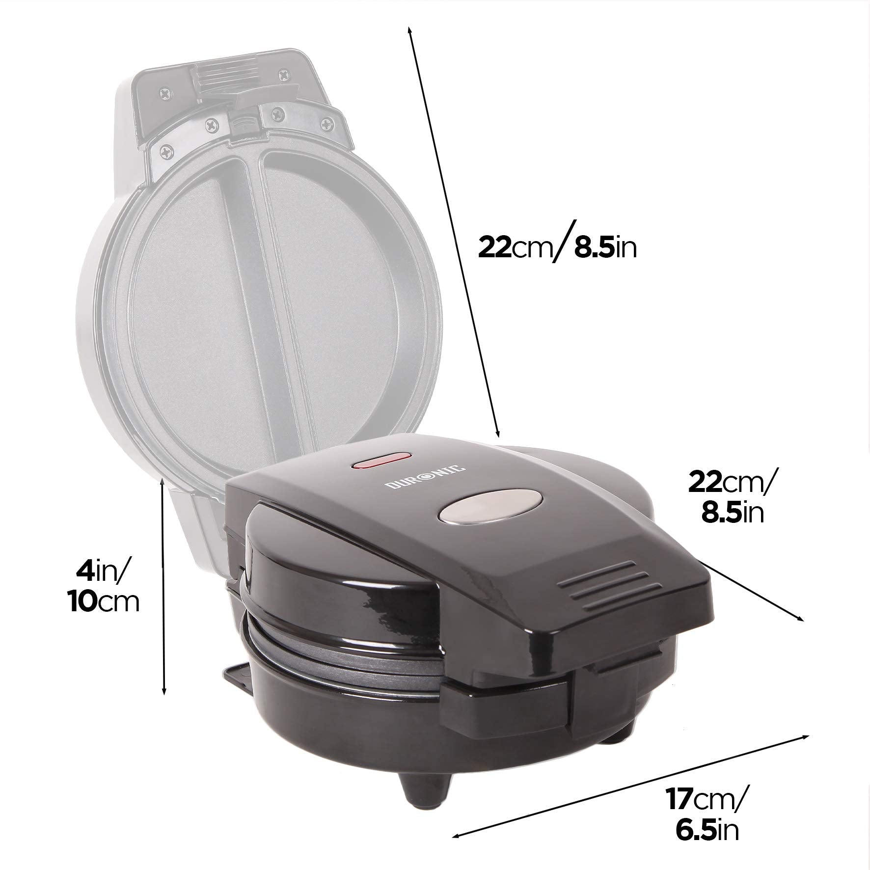 Duronic OM60 Omelette maker | Omlette Grill 600W | Antihaft-Kochplatte | Automatische Temperaturregelung | Für Omlettes, Calzone, Tortilla, Apfel- oder Maultaschen oder kleine Kuchen