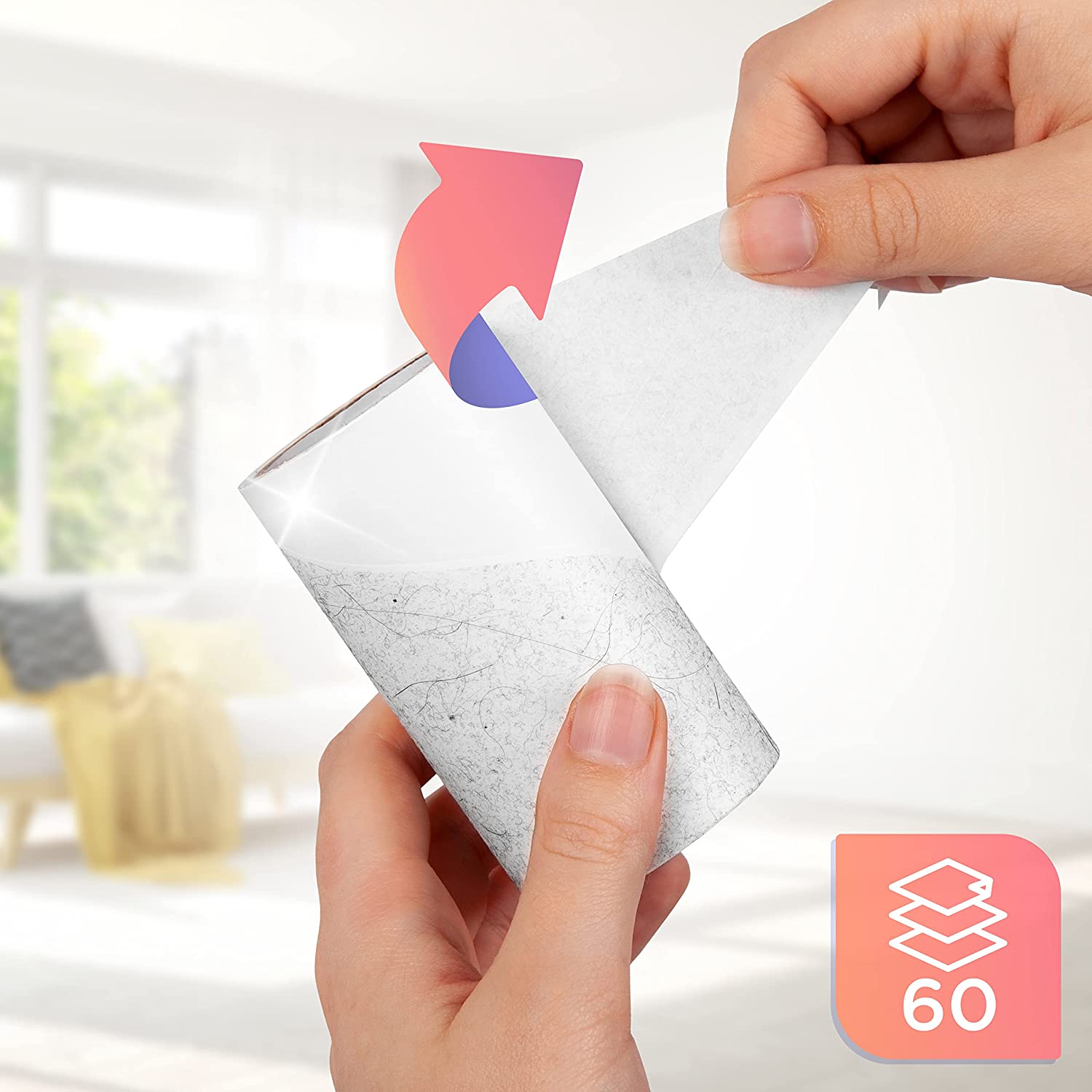 Duronic ROLL1X2 Fusselrolle | Tragbarer Fusselentferner | Kleiderrolle gegen Tierhaare | Mit ergonomischem Griff | Inkl. 2 Kleberollen | Für Polstermöbel, Wäsche und Fellpflege geeignet