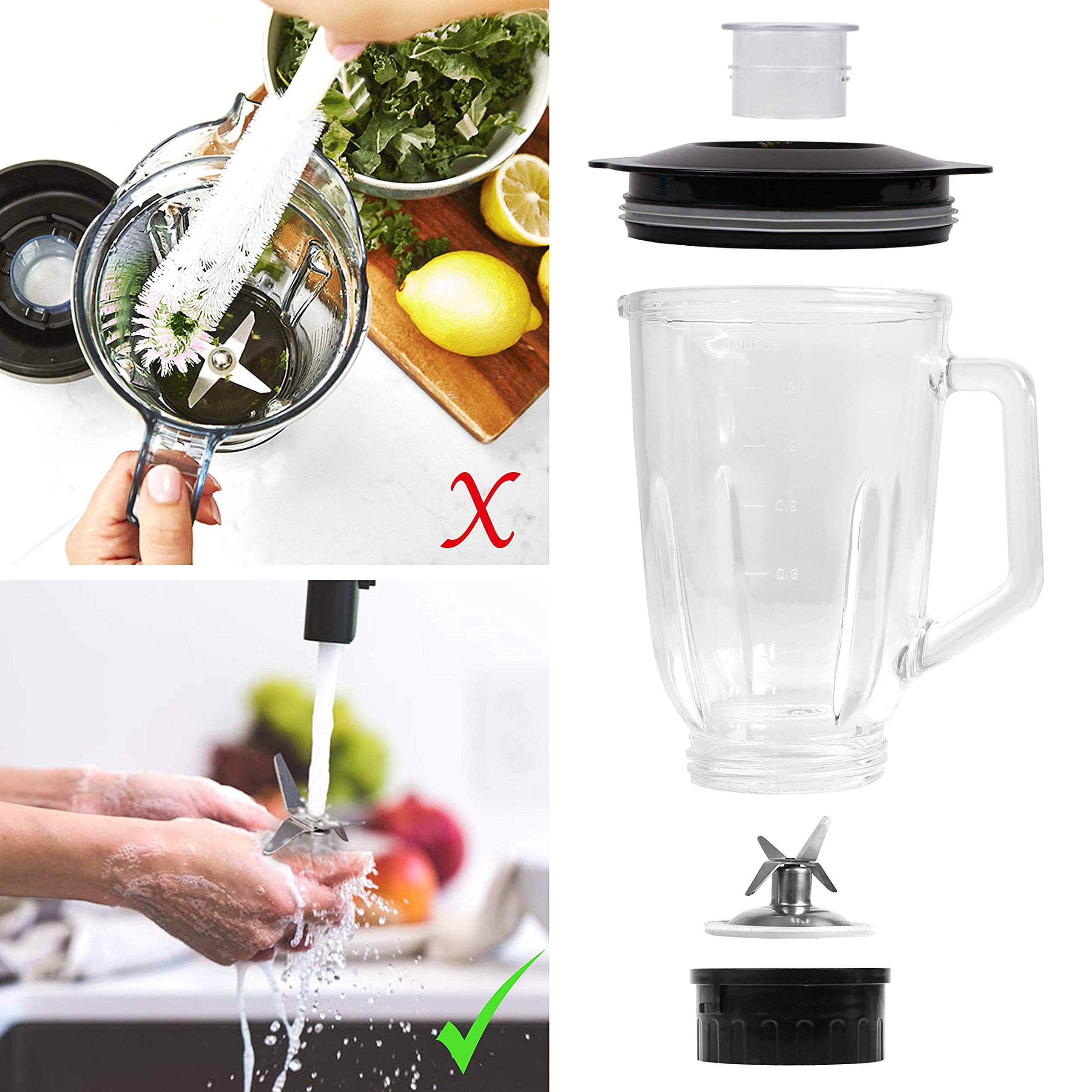 Duronic BL102 Standmixer, 1000W Blender, Mixer mit 1,5L Glaskrug, Smoothie Maker, Küchenhelfer, Hochleistungsmixer, Küchenmixer, Eiscrusher, Multifunktionsmixer für Babynahrung Protein Fitness