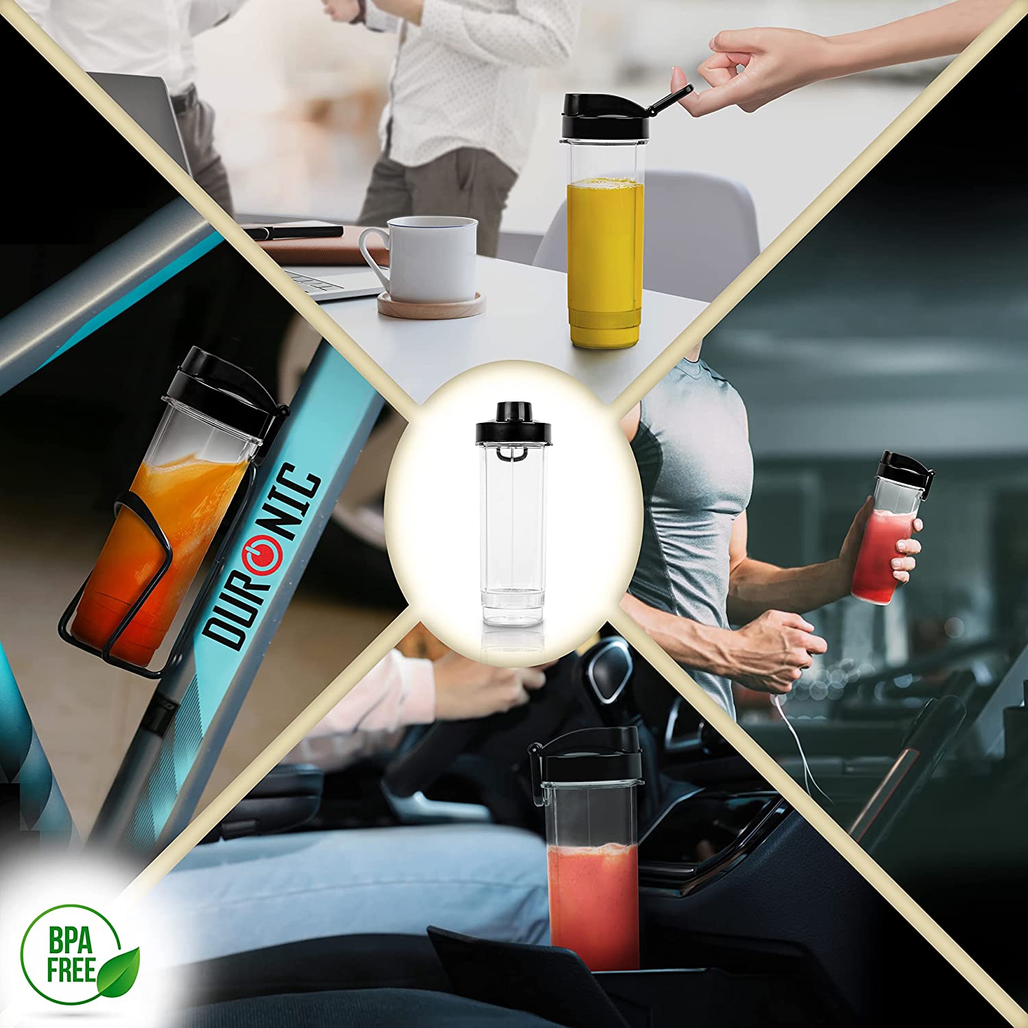 Duronic BL510 Mini-Standmixer, Mini Smoothie Maker, 500W Blender, Shake Mixer mit 570 ml Trinkflasche, Küchenhelfer, Hochleistungsmixer, Küchenmixer, für Protein Fitness Babynahrung Obst Saft