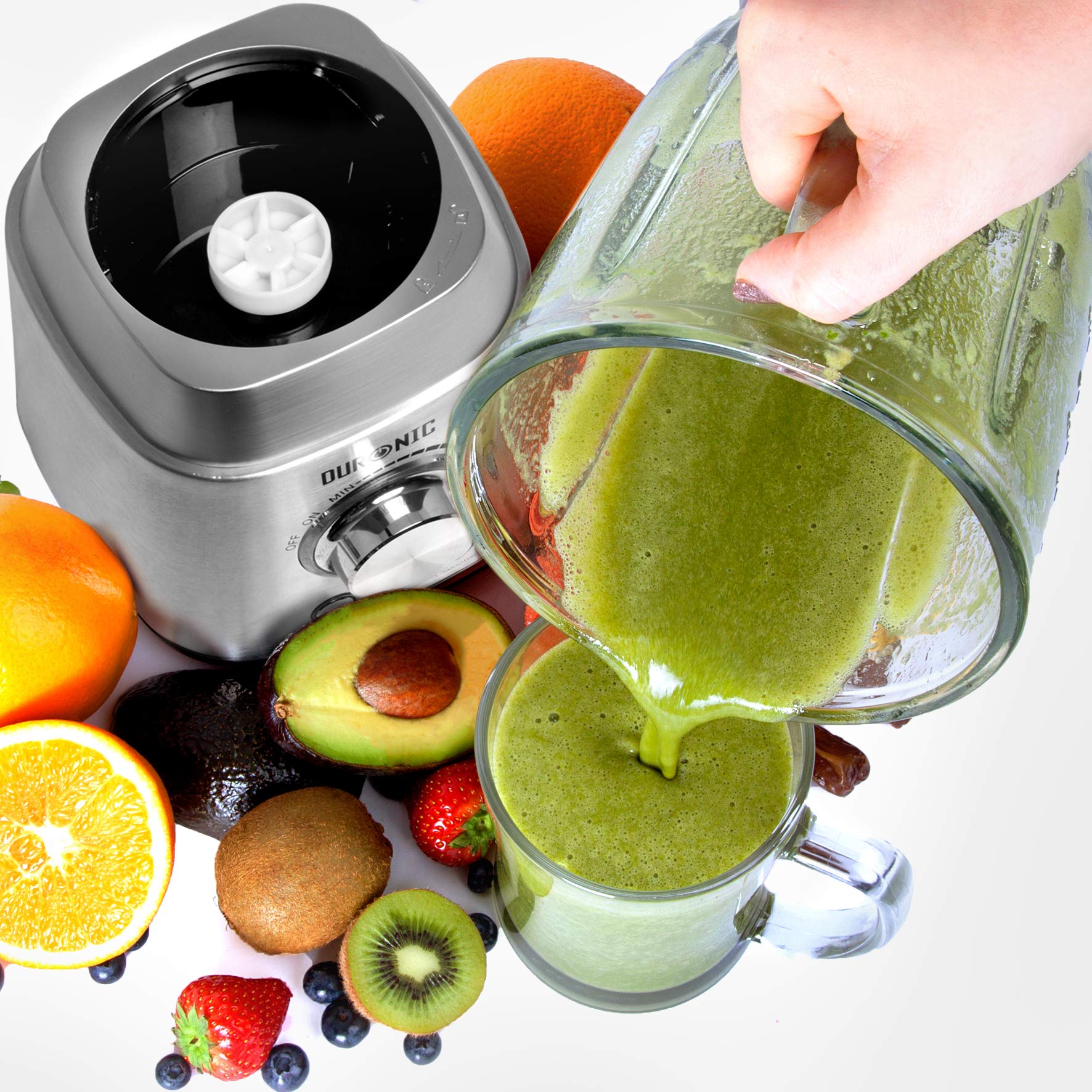 Duronic BL102 Standmixer, 1000W Blender, Mixer mit 1,5L Glaskrug, Smoothie Maker, Küchenhelfer, Hochleistungsmixer, Küchenmixer, Eiscrusher, Multifunktionsmixer für Babynahrung Protein Fitness