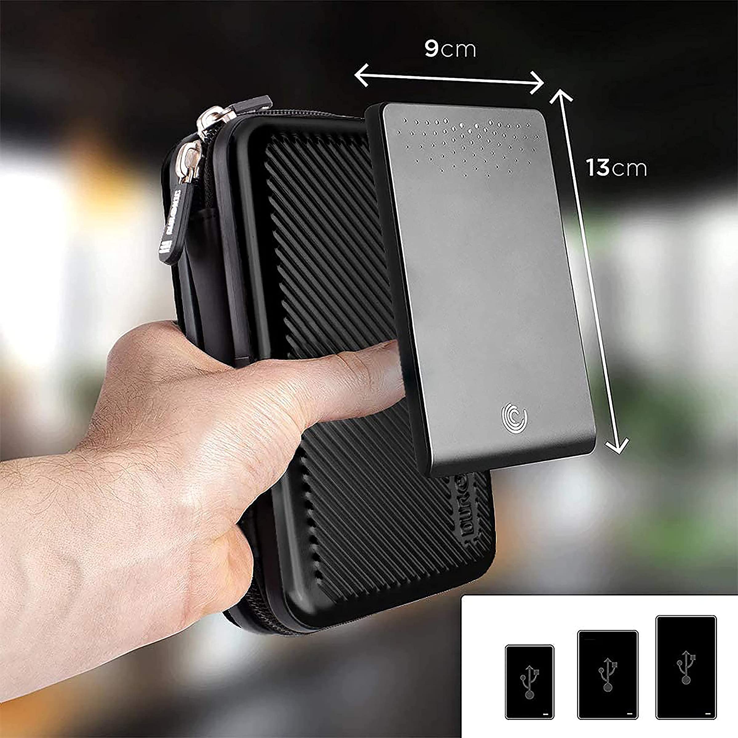 Duronic HDC3 BK Externe Festplatten Schutzhülle Schwarz | Stoßsichere Festplattentasche | 2,5