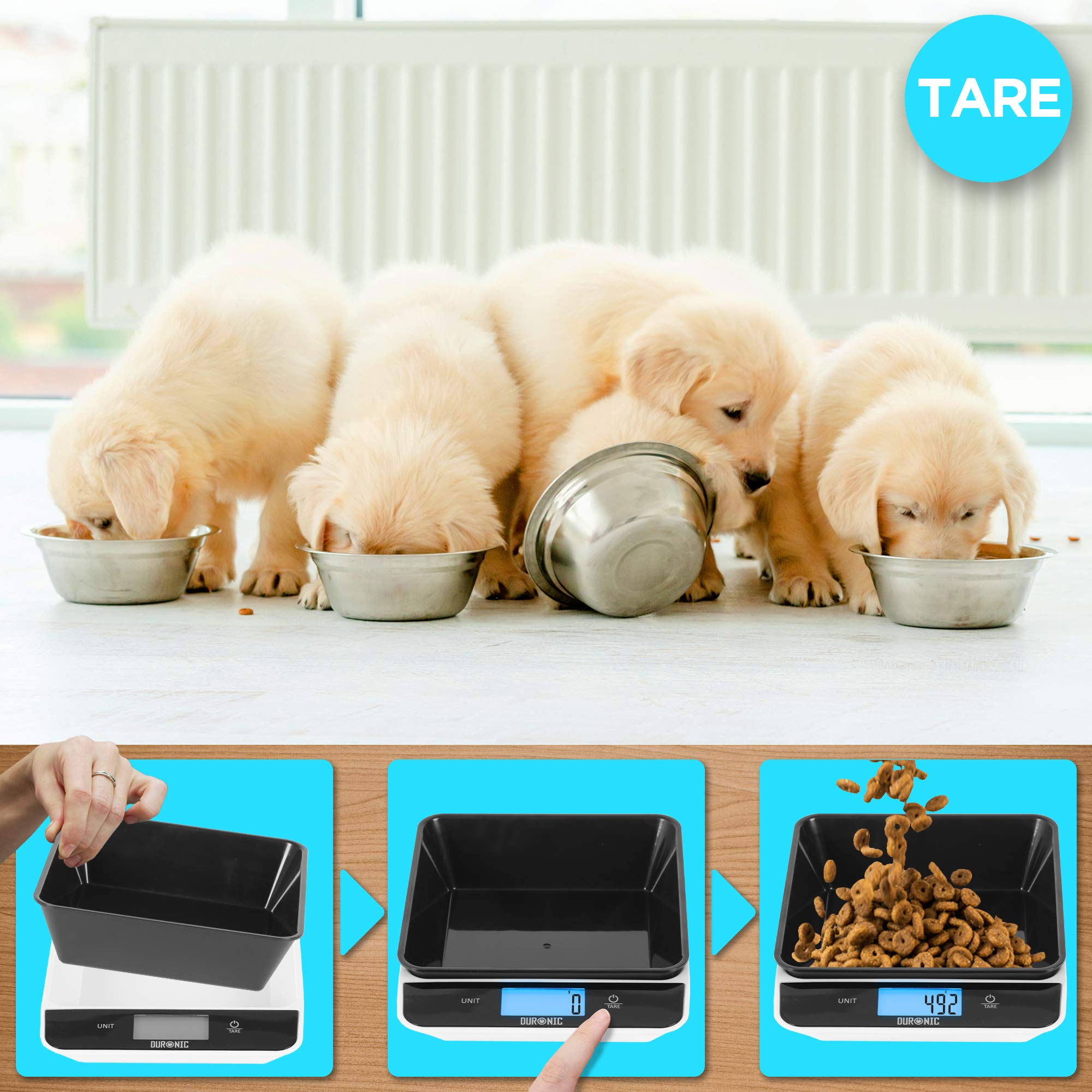 Duronic KS100 BK Küchenwaage | 5 kg Digitalwaage mit 1,2 L abnehmbarer Schüssel | 1 g grammgenau Präzision-Feinwaage | Haushaltswaage mit Tara-Funktion | Digitale Waage mit Hold-Funktion | Zum Kochen