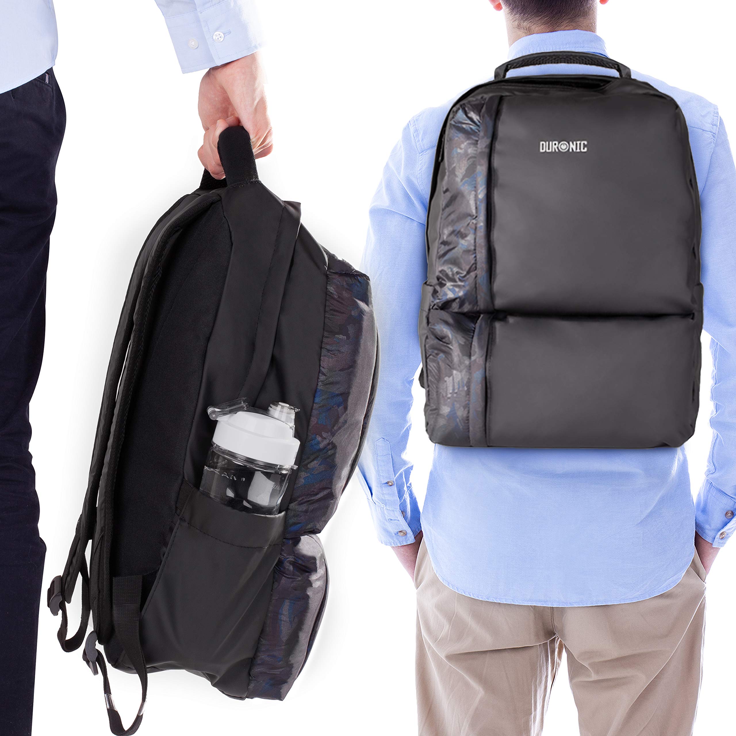 Duronic LB24 Rucksack Laptoptasche für Notebooks bis 15 Zoll | Wasserabweisender Schulrucksack mit Zubehörfach | Schutzhülle für Laptop Netbook Akten | Universal Notebooktasche | Business Reisen