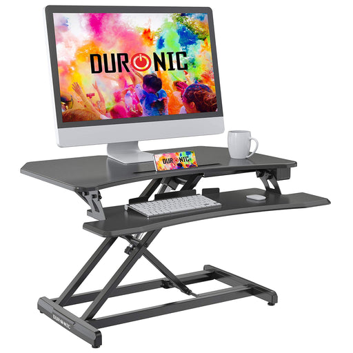 Duronic DM05D22 Workstation - Elektrisch Höhenverstellbar 15-50cm - Standtisch mit 85x51cm Fläche - 15kg Belastbarkeit - Sit-Stand Stehpult mit Tastaturhalterung - Ergonomischer Schreibtisch-Aufsatz