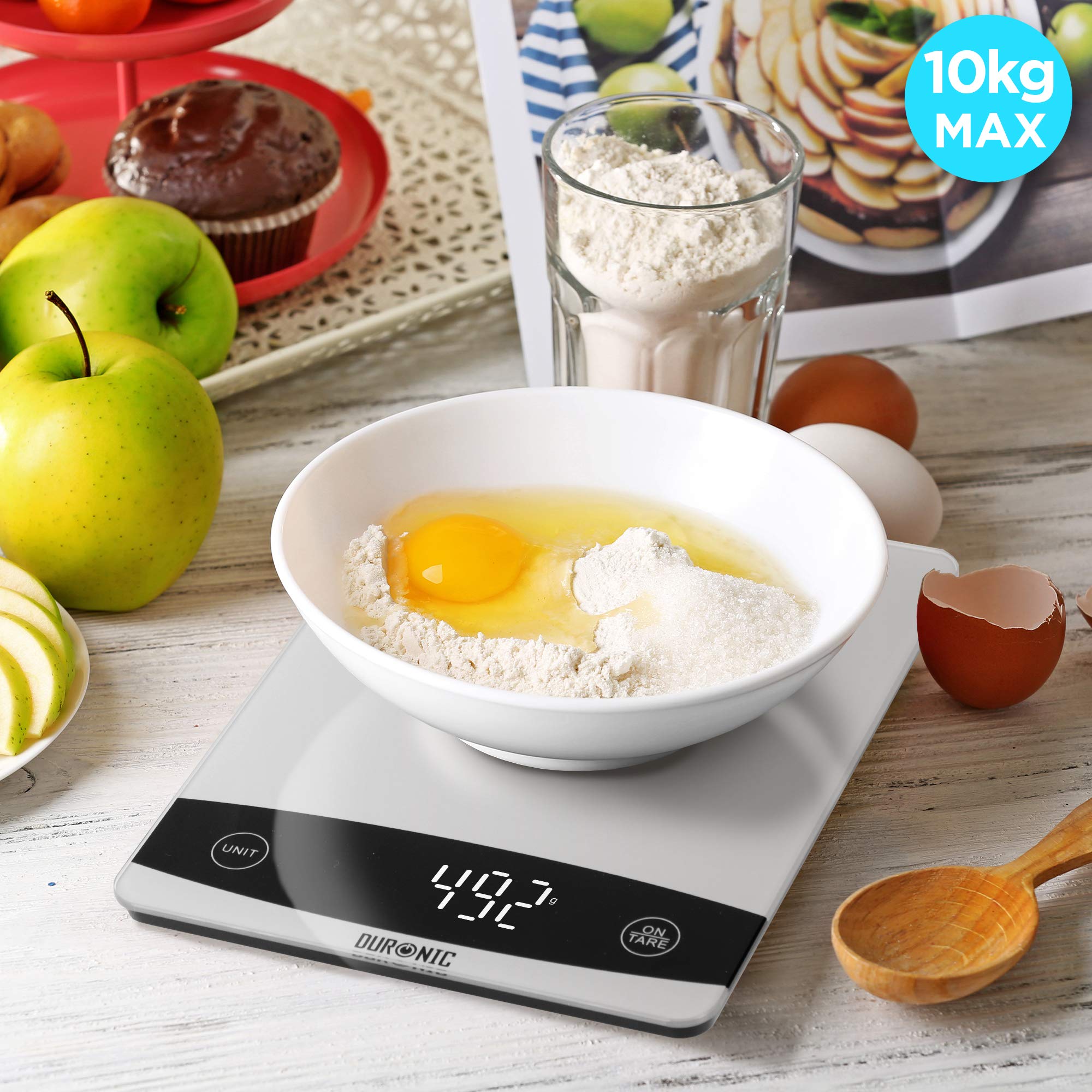 Duronic KS1009 Küchenwaage | 10 kg Digitalwaage | 1 g grammgenau Präzision-Feinwaage | Haushaltswaage mit Tara-Funktion | Digitale Waage mit Hold-Funktion | Lebensmittelwaage zum Backen und Kochen