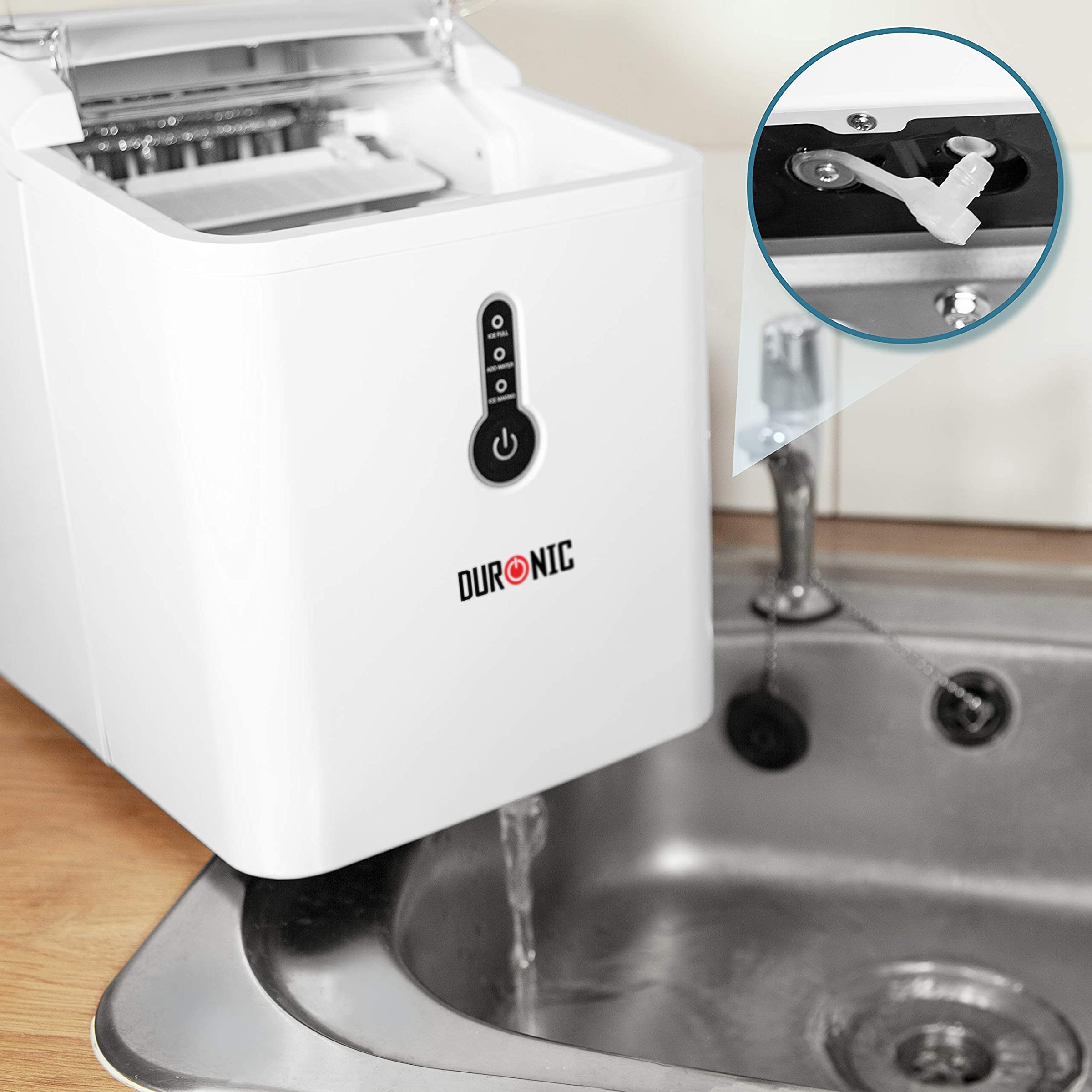 Duronic ICM120 Automatische Eiswürfelmaschine | 9 Eiswürfel in 7-9 min | 1,5 L Wassertank | Bis zu 12 kg pro 24 Stunden | 600 g Kapazität | Eismaschine 120W | Eiswürfelbereiter