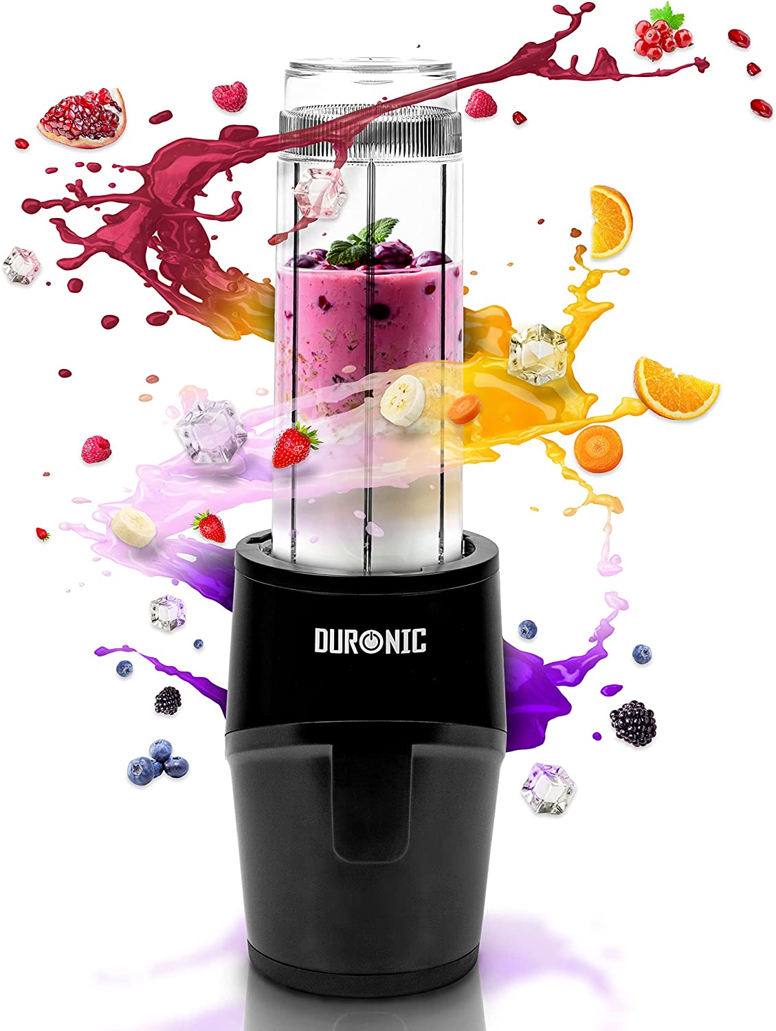Duronic BL510 Mini-Standmixer, Mini Smoothie Maker, 500W Blender, Shake Mixer mit 570 ml Trinkflasche, Küchenhelfer, Hochleistungsmixer, Küchenmixer, für Protein Fitness Babynahrung Obst Saft