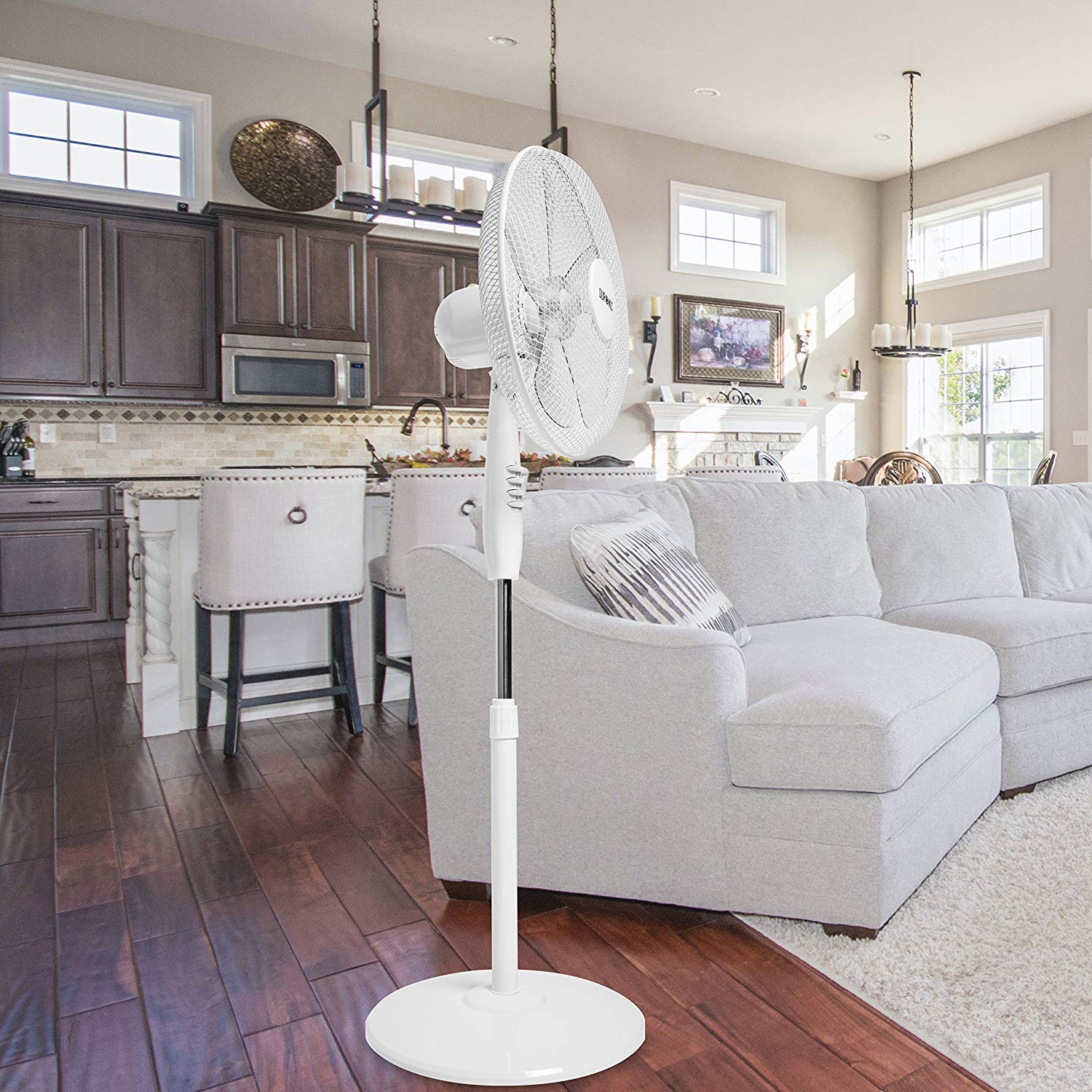 Duronic FN30 Standventilator | Ventilator höhenverstellbar bis 128cm | Hoher Luftdurchsatz und leise | Durchmesser 43cm | 3 Geschwindigkeitsstufen | Oszillierend | Mobiler Standlüfter | Lüfter mit 60W