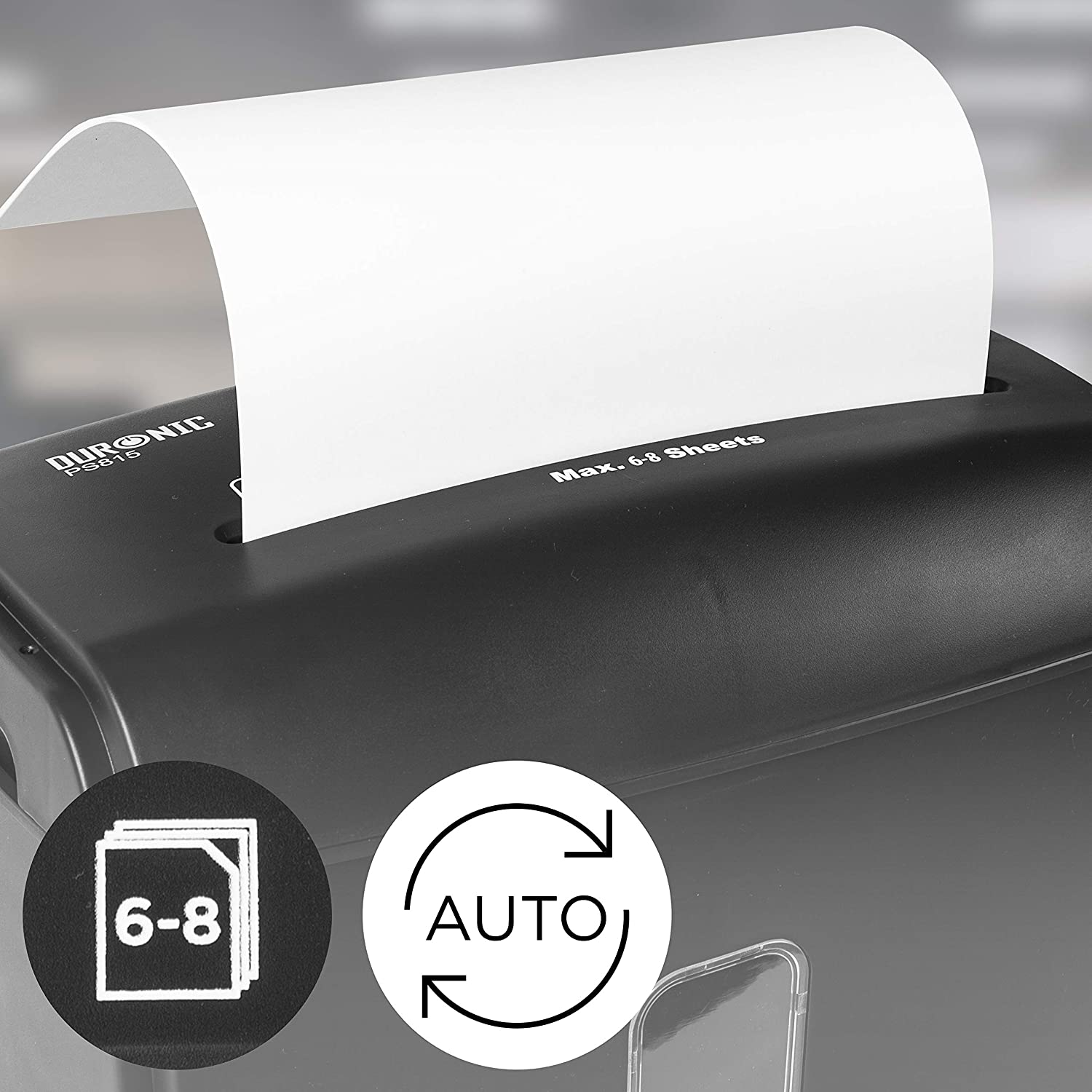 Duronic PS815 Aktenvernichter | 8X A4 Blatt | Kreuzschnitt | Shredder Elektrisch 250W | 15 L Behälter | DSGVO: Schützt vor Datendiebstahl | Thermischer Überlastungsschutz