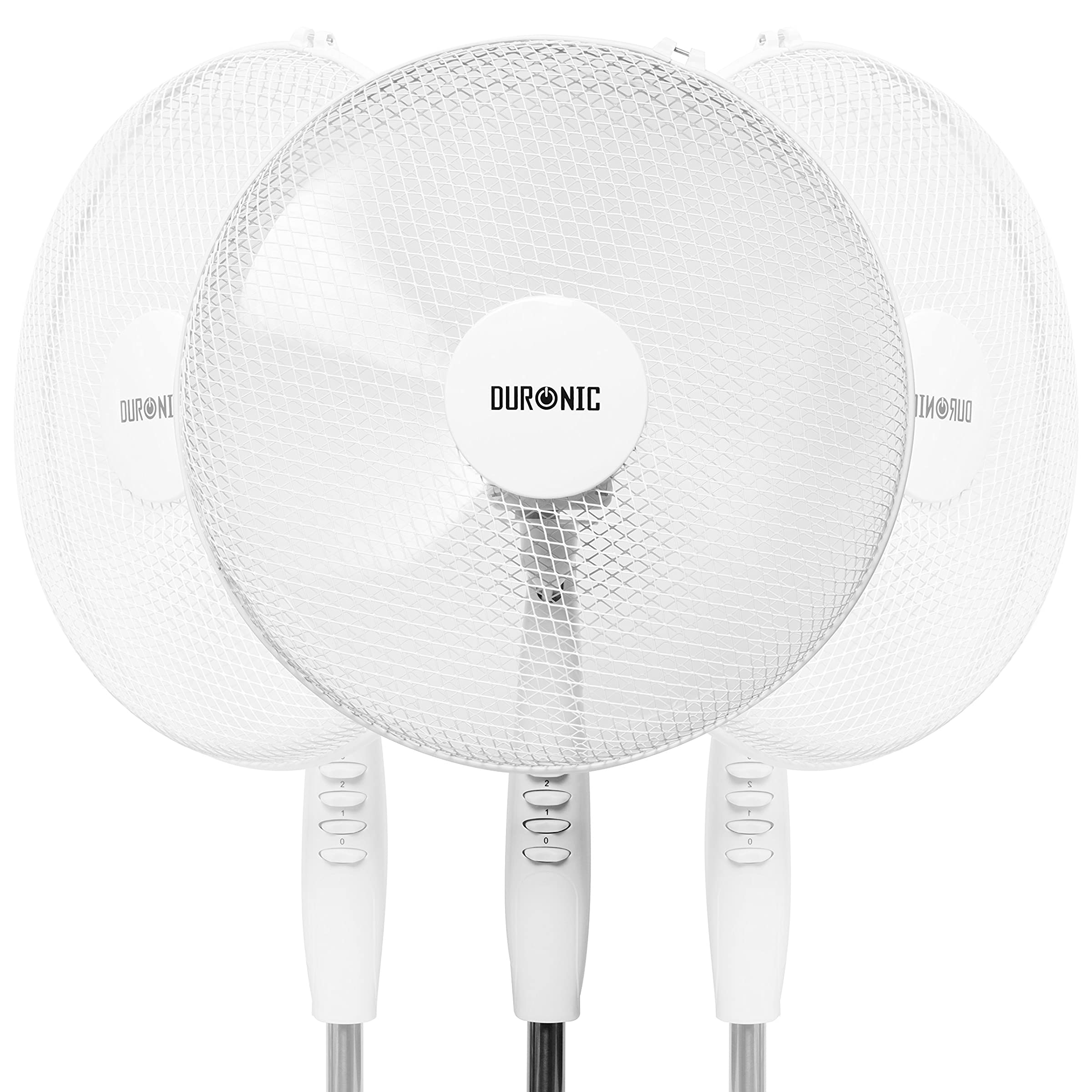 Duronic FN30 Standventilator | Ventilator höhenverstellbar bis 128cm | Hoher Luftdurchsatz und leise | Durchmesser 43cm | 3 Geschwindigkeitsstufen | Oszillierend | Mobiler Standlüfter | Lüfter mit 60W