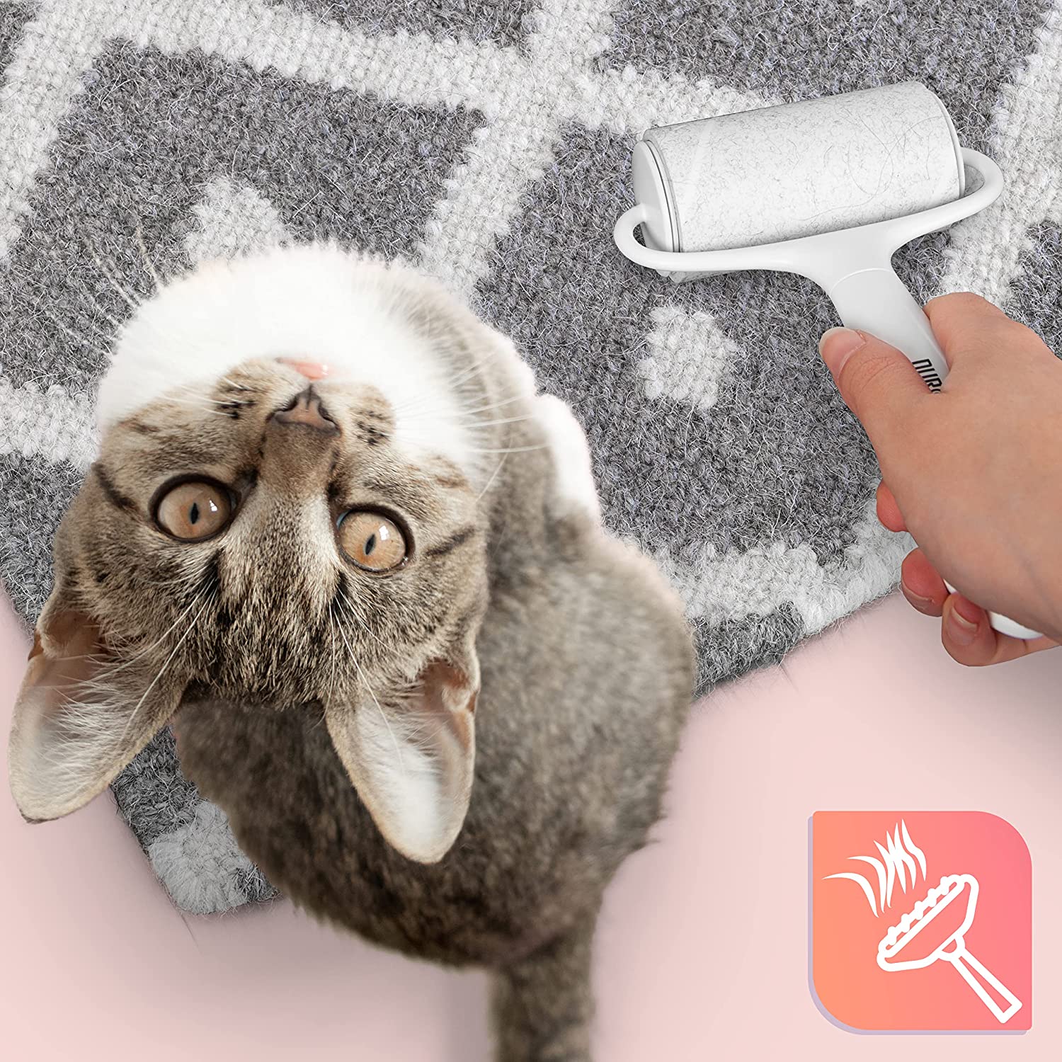 Duronic ROLL1X2 Fusselrolle | Tragbarer Fusselentferner | Kleiderrolle gegen Tierhaare | Mit ergonomischem Griff | Inkl. 2 Kleberollen | Für Polstermöbel, Wäsche und Fellpflege geeignet