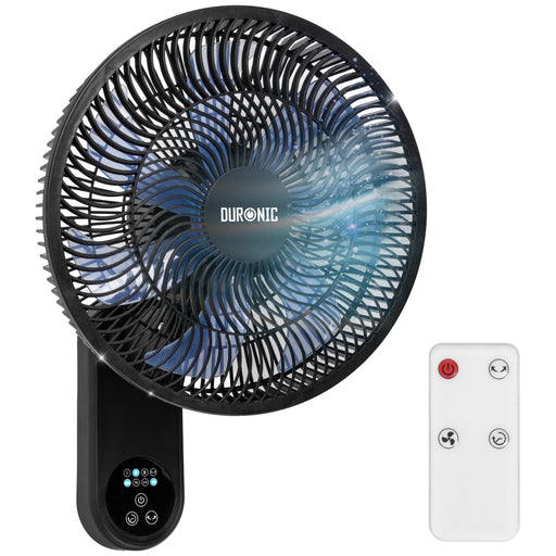Duronic FN12 BK Wandventilator, Ventilator zur Montage, mit Fernbedienung | 3 Geschwindigkeiten, Wandkühler mit 50W, 60° Oszillation für gute Luftzirkulation, Windmaschine mit Timer Funktion