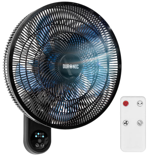 Duronic FN42 BK Wandventilator, Ventilator zur Montage, mit Fernbedienung | 3 Geschwindigkeiten, Wandkühler mit 50W, 60° Oszillation für gute Luftzirkulation, Windmaschine mit Timer Funktion