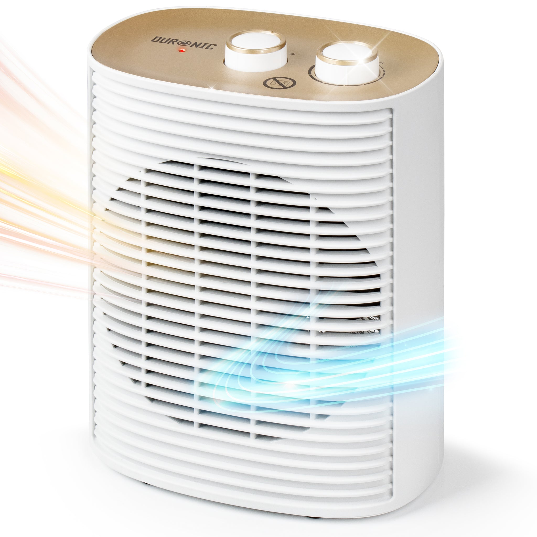 Duronic HV32 WE Heizlüfter, 2000 Watt Elektroheizung für Steckdose, kleine Mini Heizung als Fußwärmer, Elektroheizkörper mit 2 Stufen, Kaltfunktion