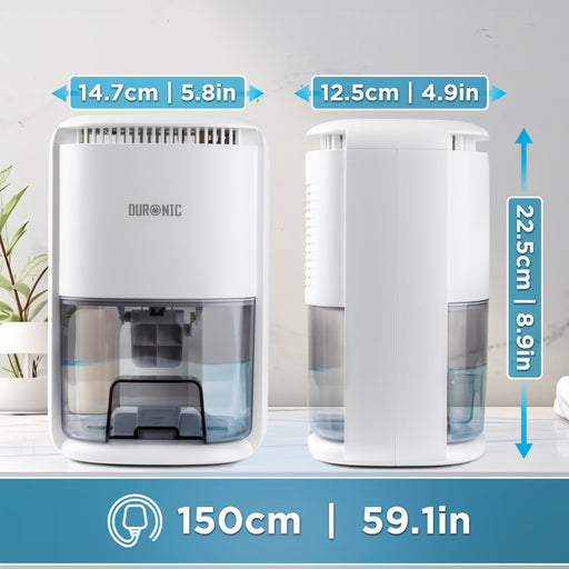 Duronic DH07 WE Luftentfeuchter, elektrischer Lufttrockner gegen Schimmelbildung, 32dB leiser Betrieb und großem Wassertank, Dehumidifier für 10qm
