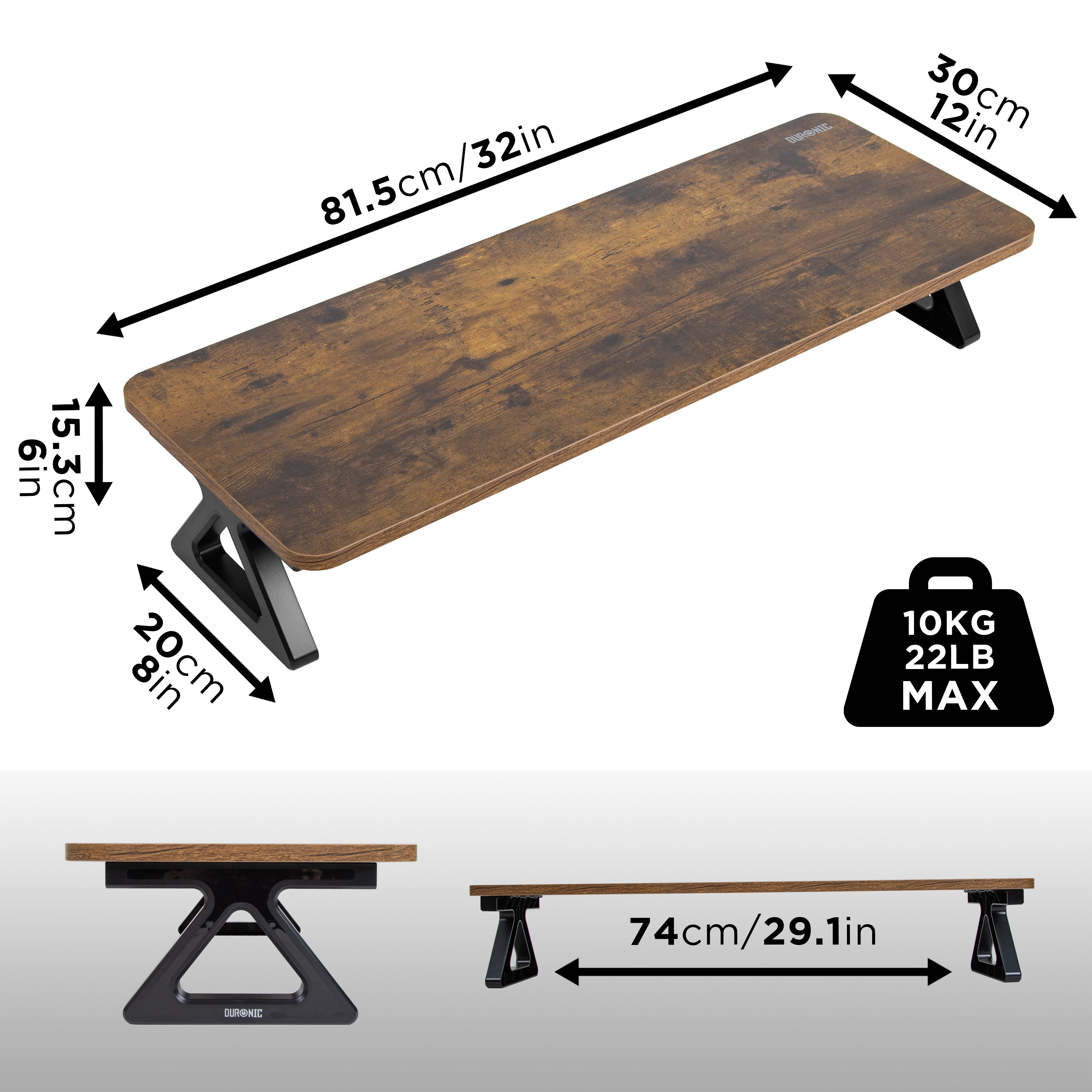 Duronic DM06-2 AO Monitorständer | 82 x 30 cm Fläche | Bis 10kg | 16cm Höhe | Ergonomischer Bildschirmständer Schreibtisch | Schreibtischaufsatz Monitor und Laptop | Bildschirmerhöhung LCD LED OLED TV