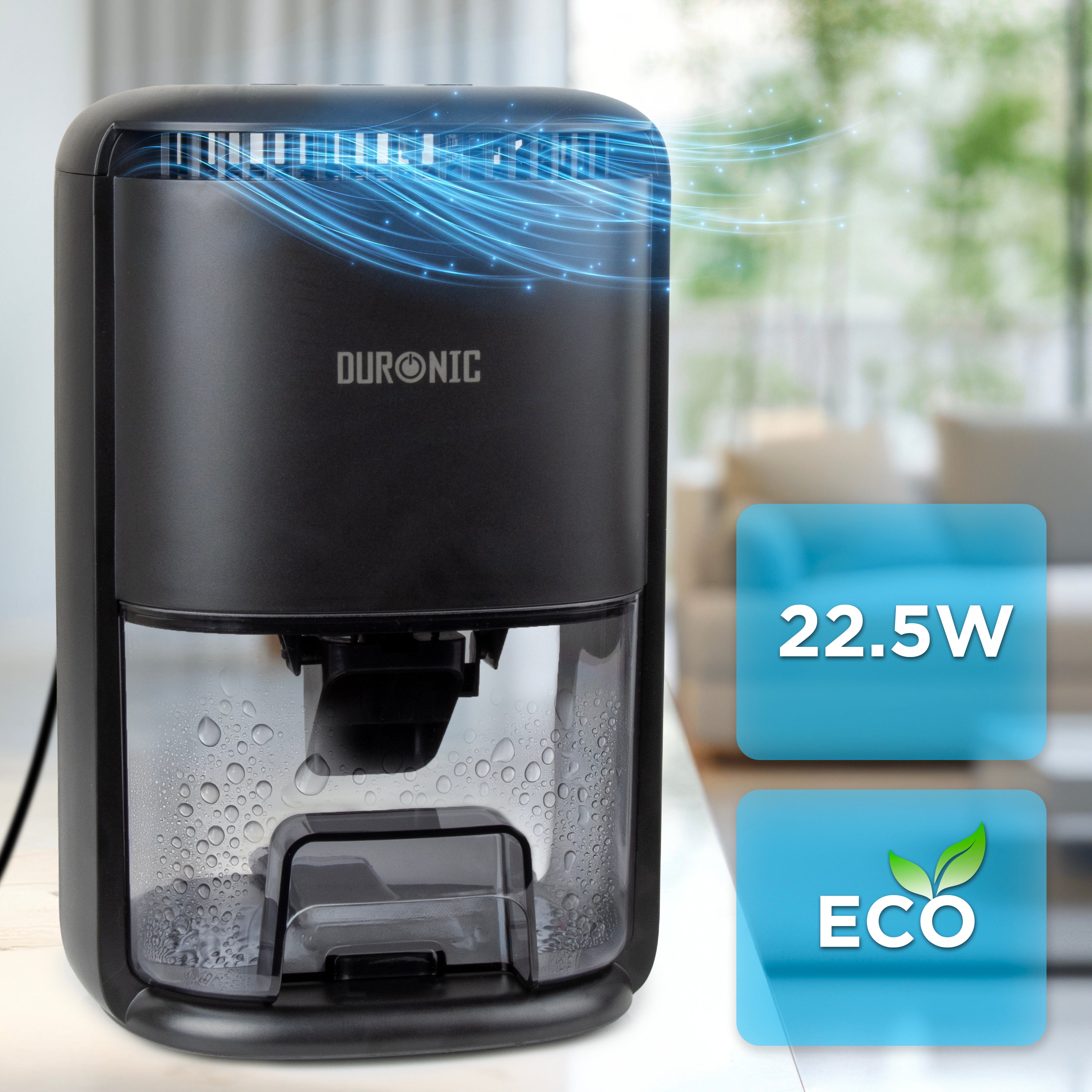Duronic DH07 BK Luftentfeuchter, elektrischer Lufttrockner gegen Schimmelbildung, 32dB leiser Betrieb und großem Wassertank, Dehumidifier für 10qm
