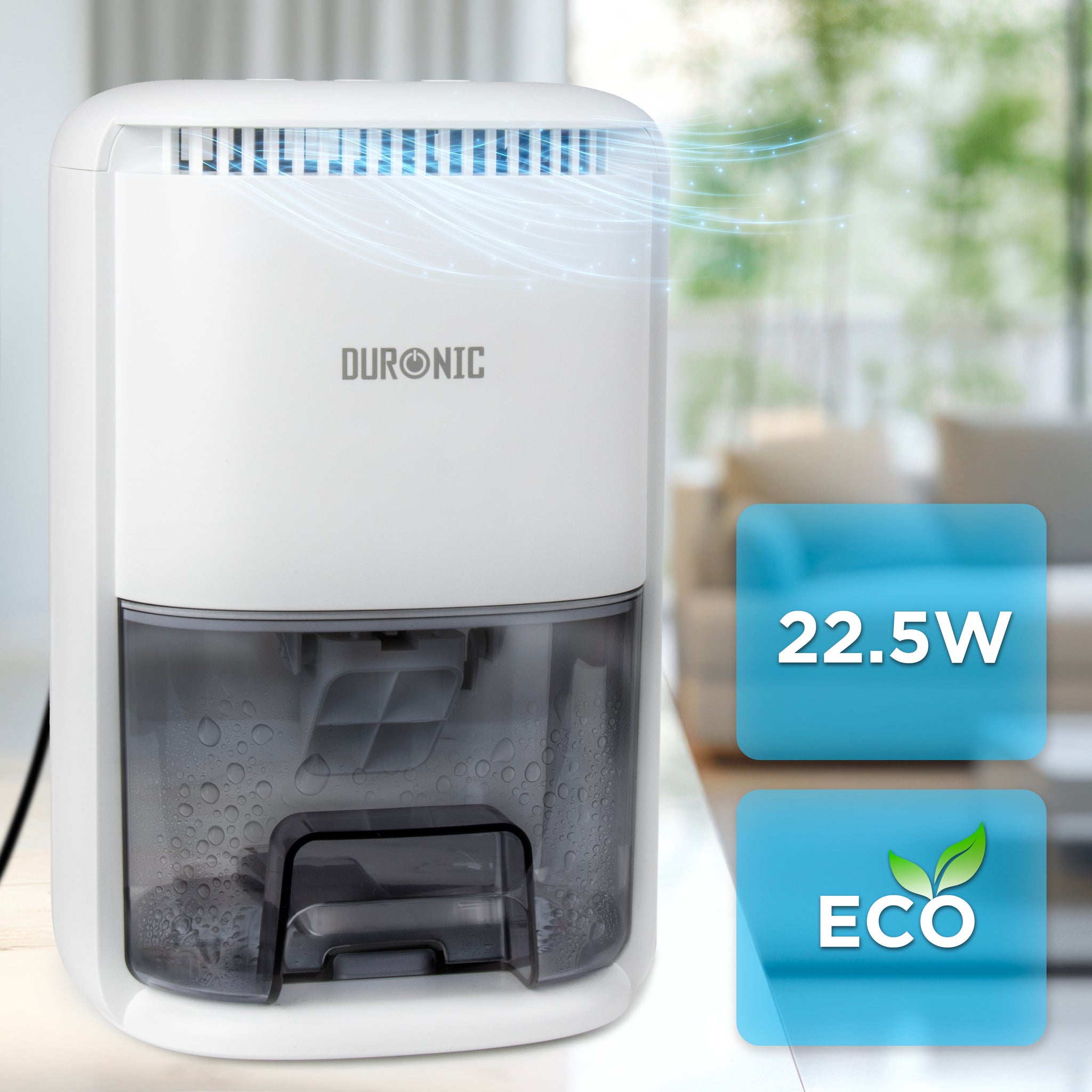 Duronic DH07 WE Luftentfeuchter, elektrischer Lufttrockner gegen Schimmelbildung, 32dB leiser Betrieb und großem Wassertank, Dehumidifier für 10qm