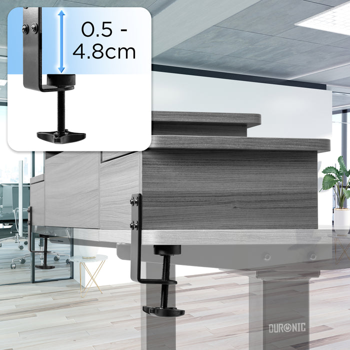 Duronic DD4 GY Schreibtischaufsatz, Schreibtisch Regal mit Tischklemmen 120 x 25 x 17,5 cm, Monitorständer mit Schubladen, Gaming Home Office Organizer, Tastatur unter Monitor, Monitorerhöhung